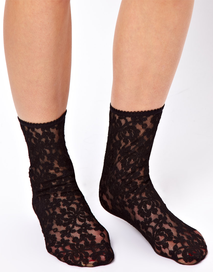 ASOS Lace Ankle Socks in Black Lyst