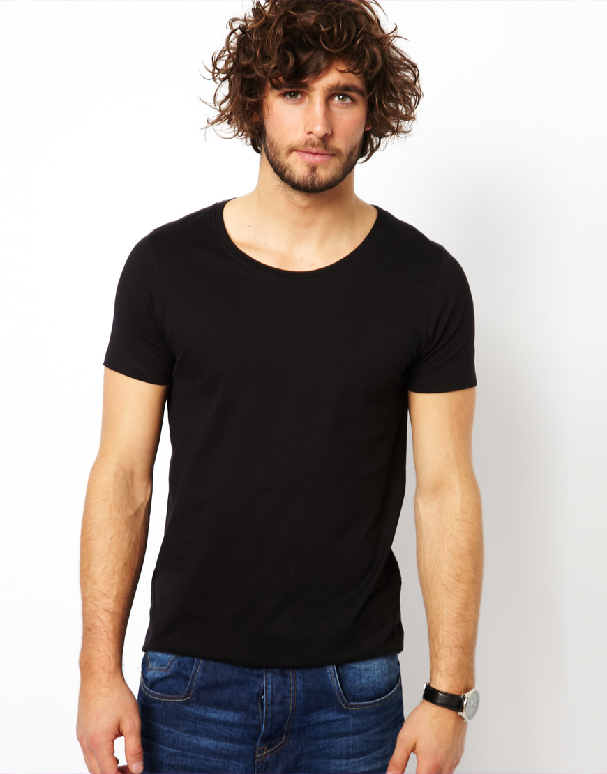 ASOS T-shirt With Scoop Neck in Black for Men | Lyst