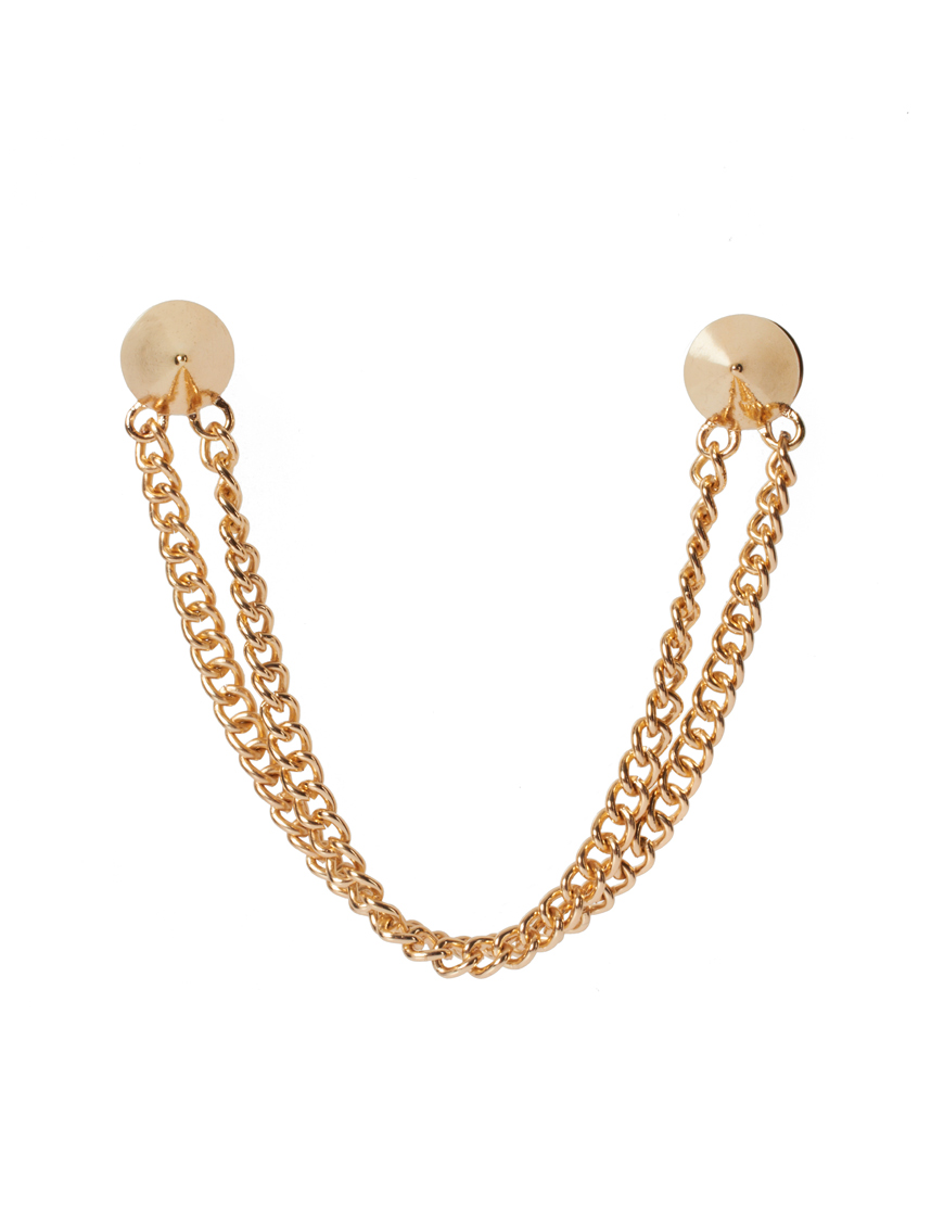 Asos Spike Collar Pins With Double Chain in Metallic for Men Lyst