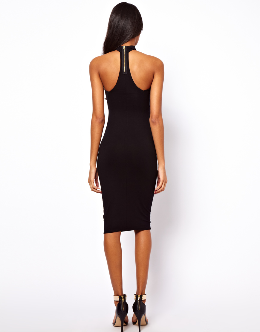 ASOS Bodycon Dress with Tbar Neck in Green - Lyst