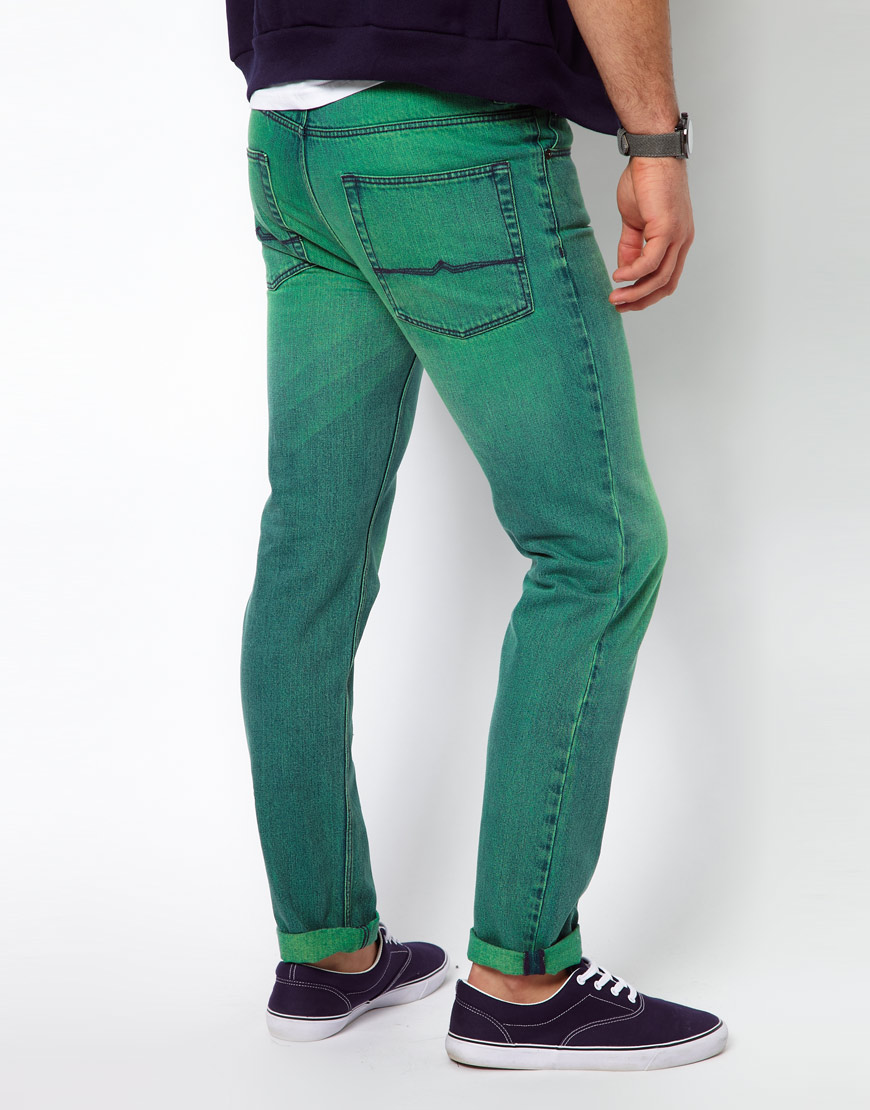 ASOS Slim Jeans with Acid Wash in Green for Men Lyst