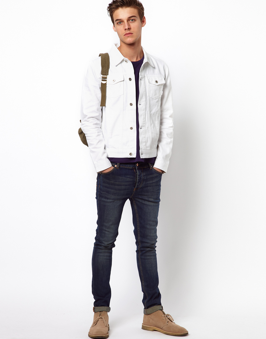 ASOS Denim Jacket in White for Men - Lyst