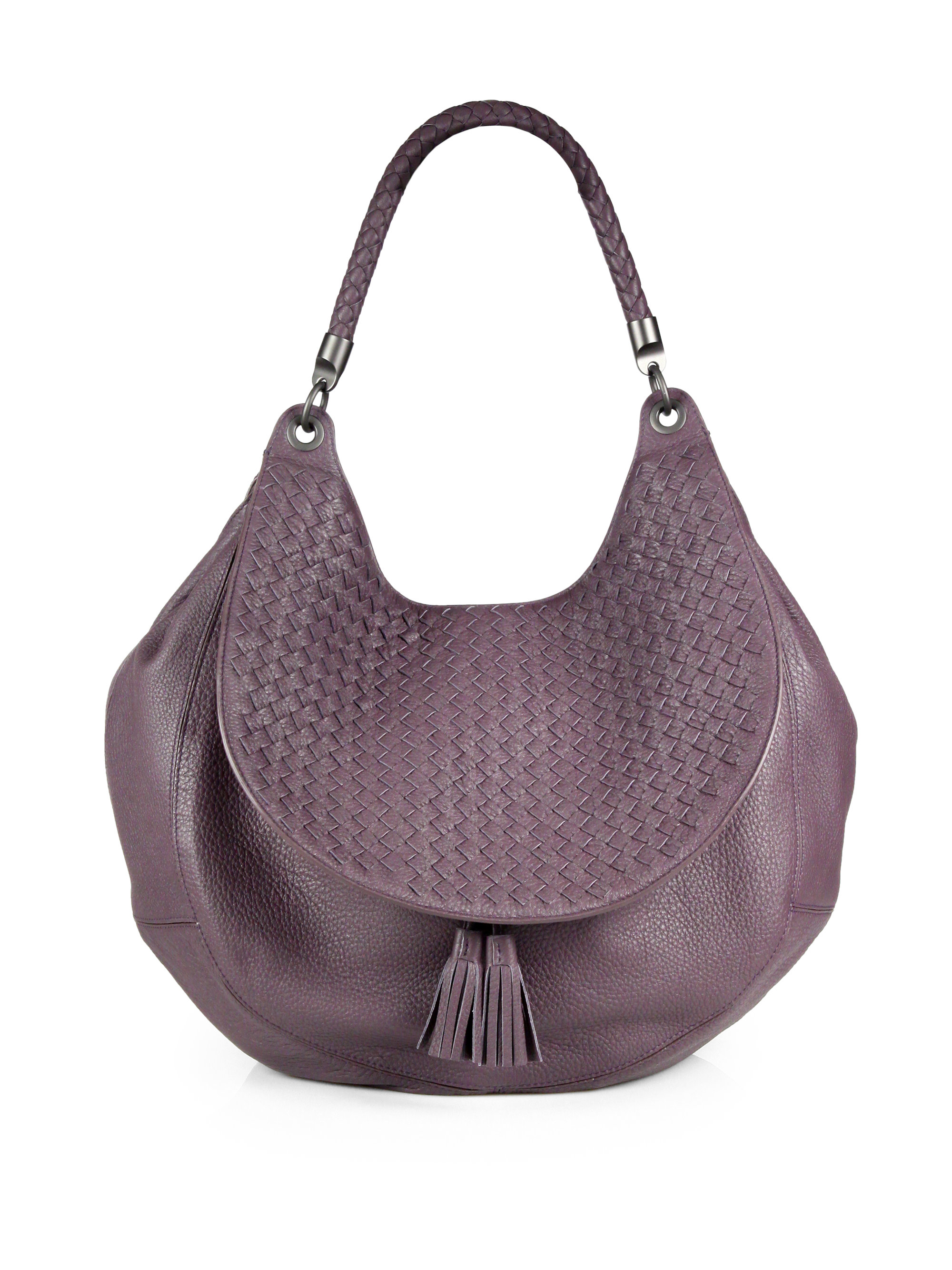 Bottega Woven Leather Shoulder Bag in Purple Lyst