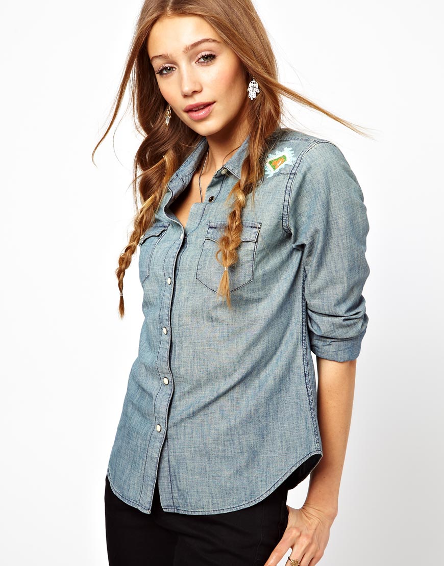 Doordeweekse dagen monteren Graveren Denim & Supply Ralph Lauren Denim Supply Beaded Denim Shirt in Blue | Lyst