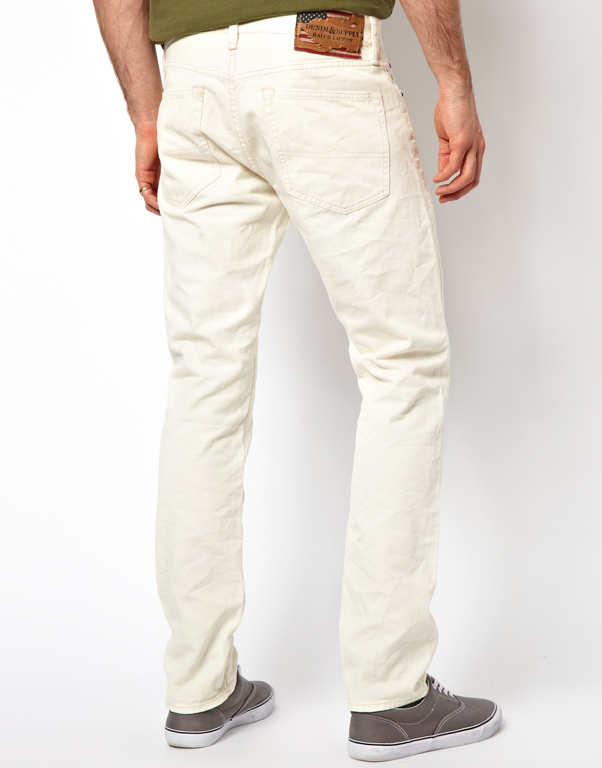 Ralph Lauren Slim Jeans in Off White for Men | Lyst
