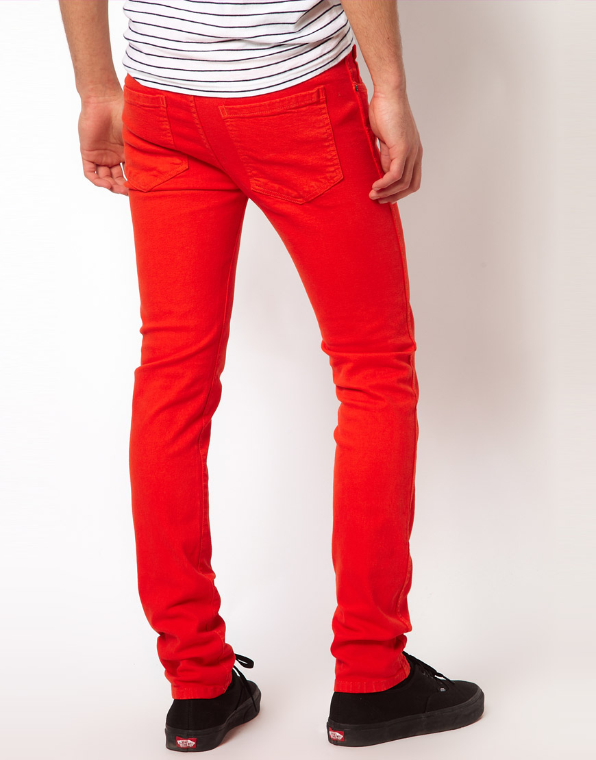 orange red jeans