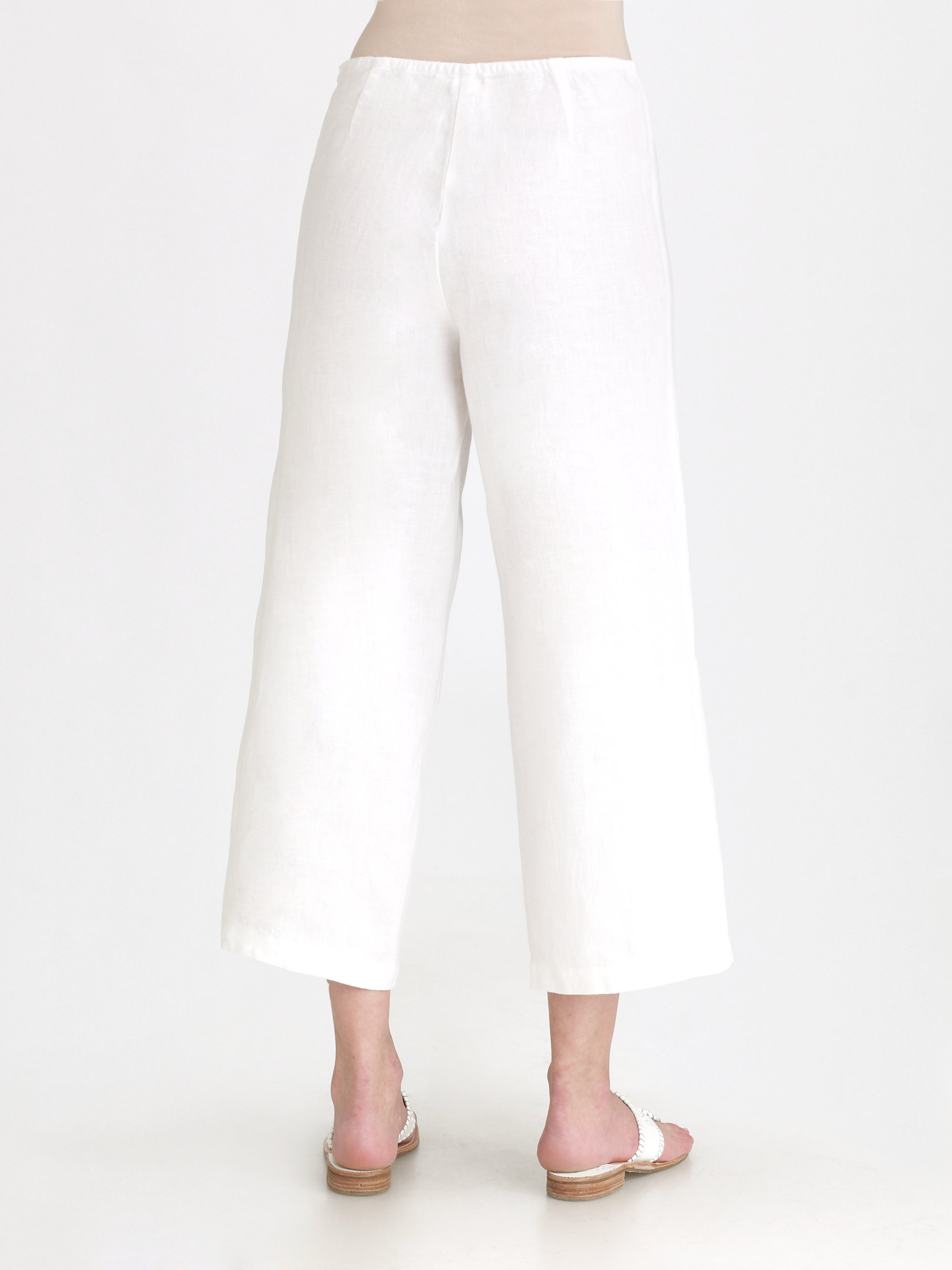 Eileen Fisher Cropped Linen Pants in White (Gray) Lyst