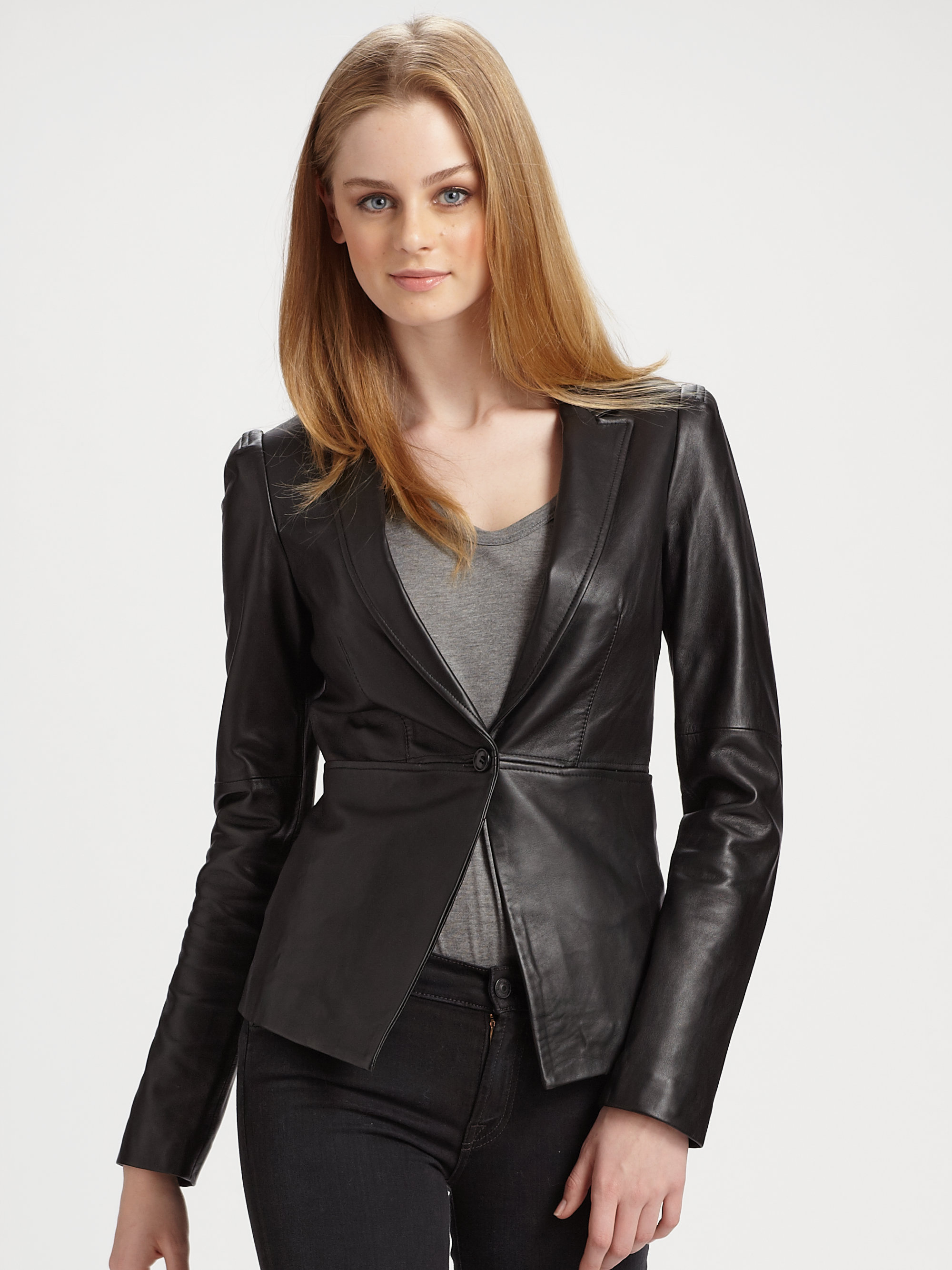 Lyst Elizabeth And James Ziggy Leather Blazer In Black Gallery