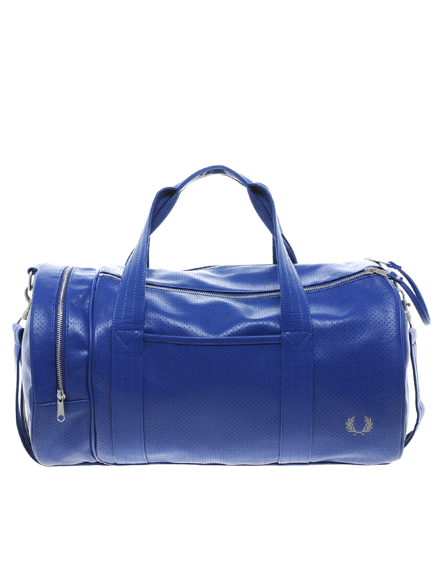 Lyst - Fred Perry Perforated Barrel Bag in Blue for Men