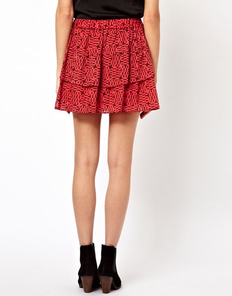 French Connection Pixie Pixels Ra Ra Skirt in Red (velarianredthornap ...