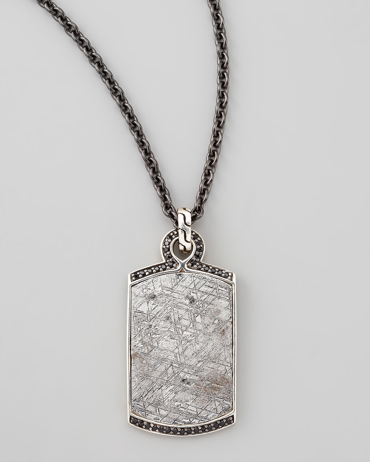 Lyst John hardy Batu Mens Meteorite Black Sapphire Dog Tag Necklace in Metallic for Men