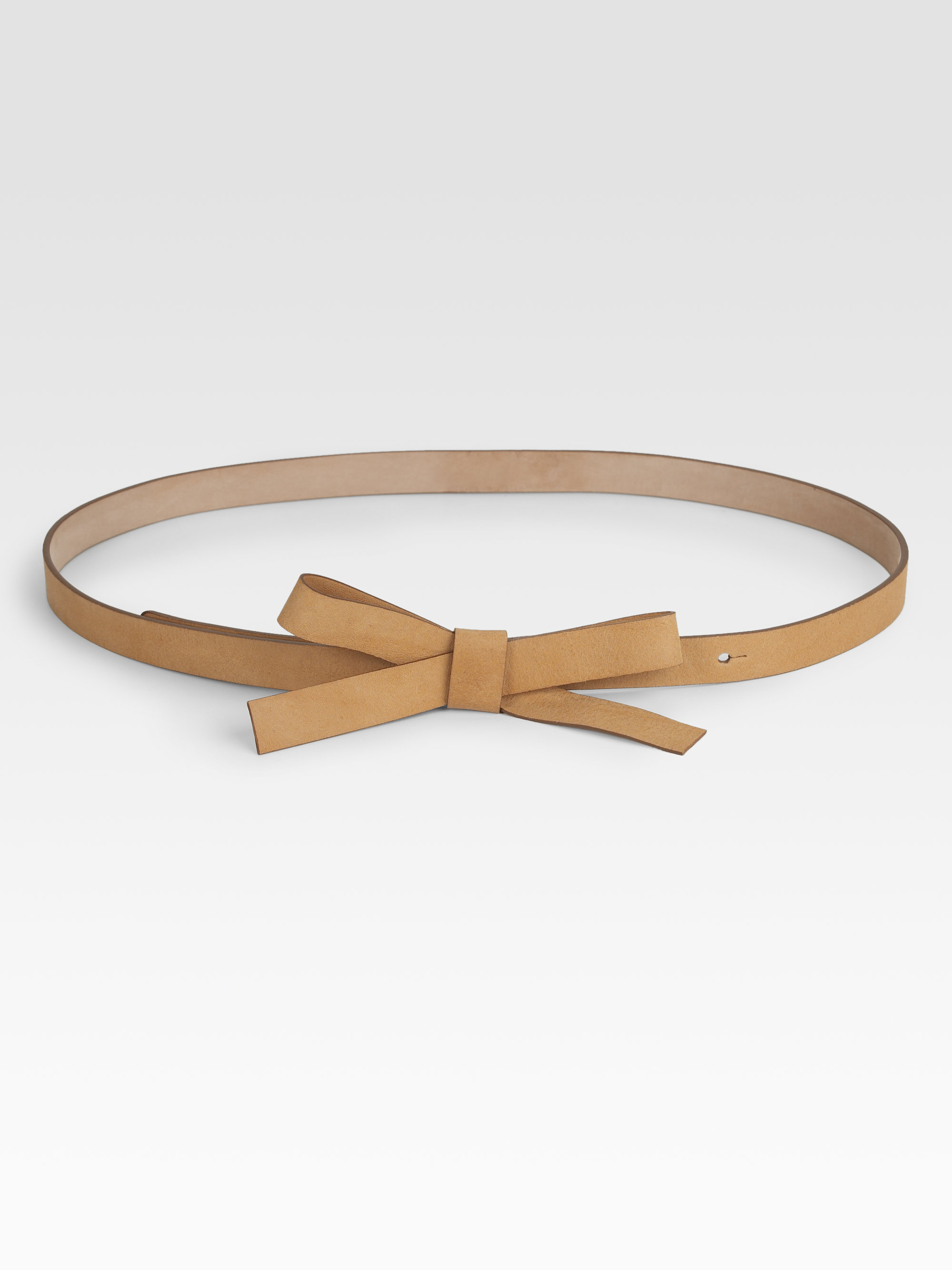 Kate Spade Leather Bow Belt in Natural | Lyst