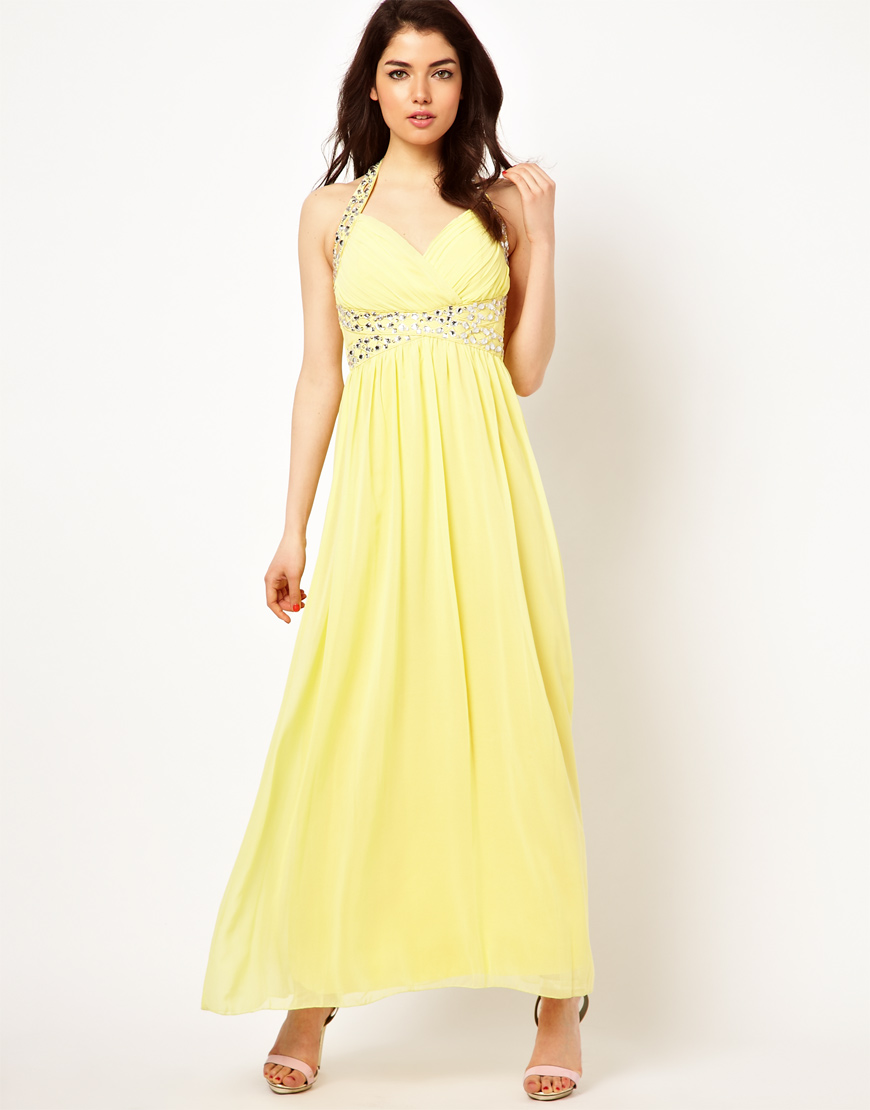 little mistress lemon maxi dress