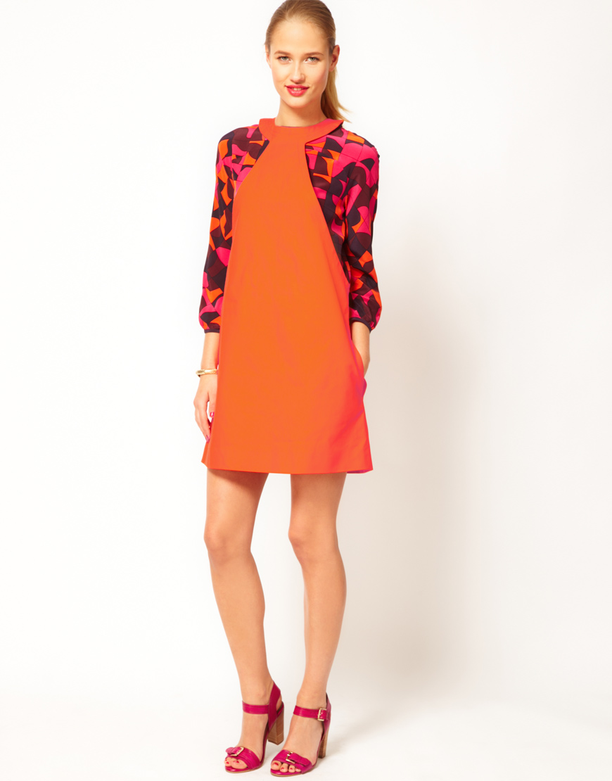 Lyst - M Missoni Halter Neck Shift Dress with Cutout Back in Orange