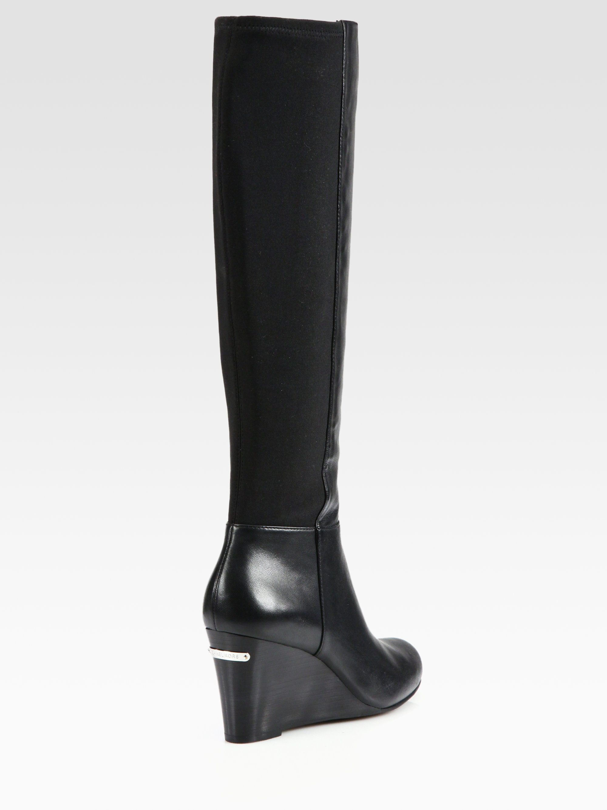 michael kors black wedge boots
