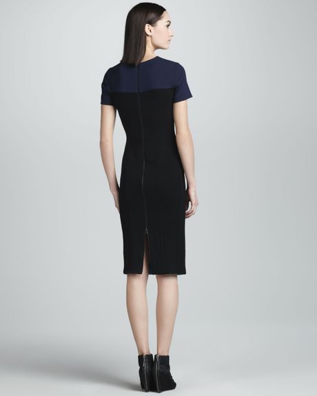 Narciso Rodriguez Colorblock Pebble Crepe Jersey Dress Tealmulti in ...