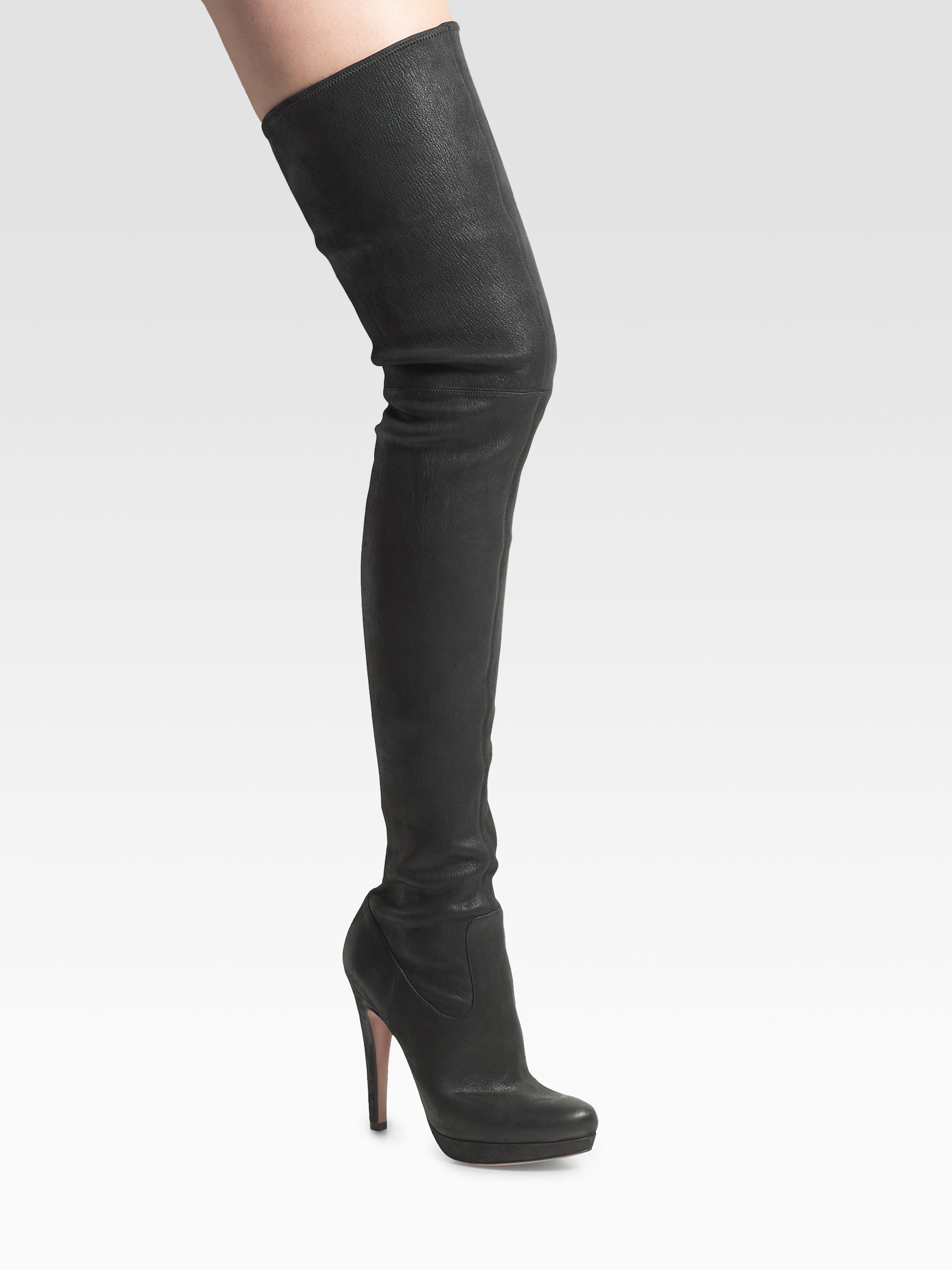 Prada Thigh-high Boots in Black | Lyst