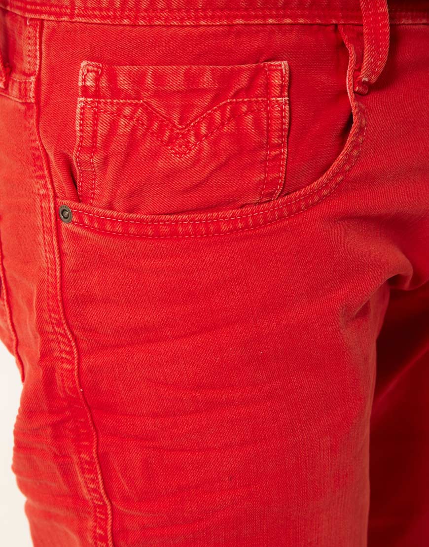 Replay Jeans Anbass Regular Slim Fit Red Overdye Denim for Men - Lyst