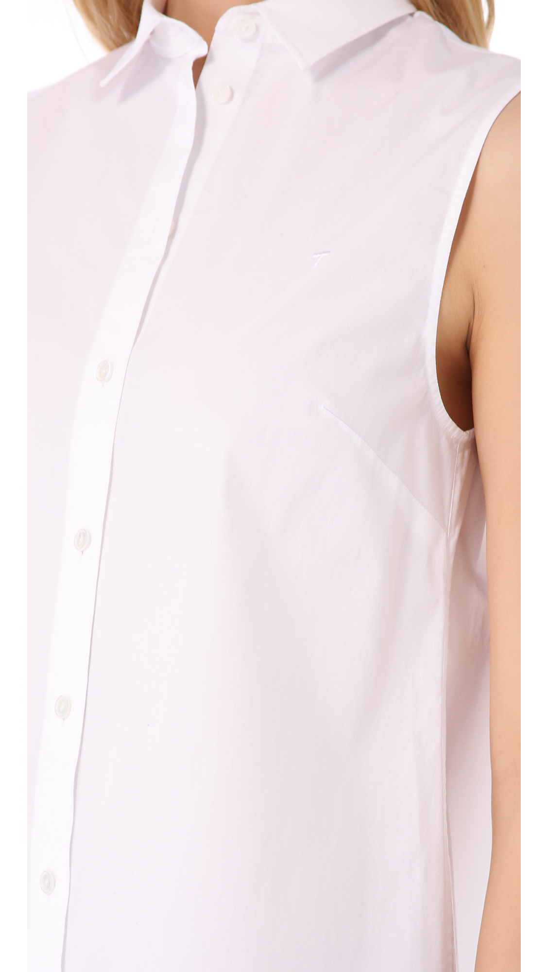 T By Alexander Wang Sleeveless Shirt Dress in White | Lyst