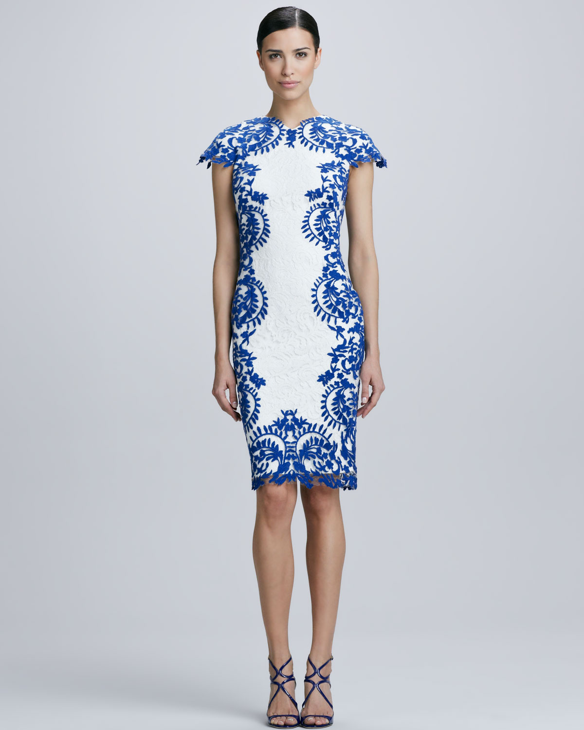 Lyst - Tadashi Shoji Lace Panel Cocktail Dress in White