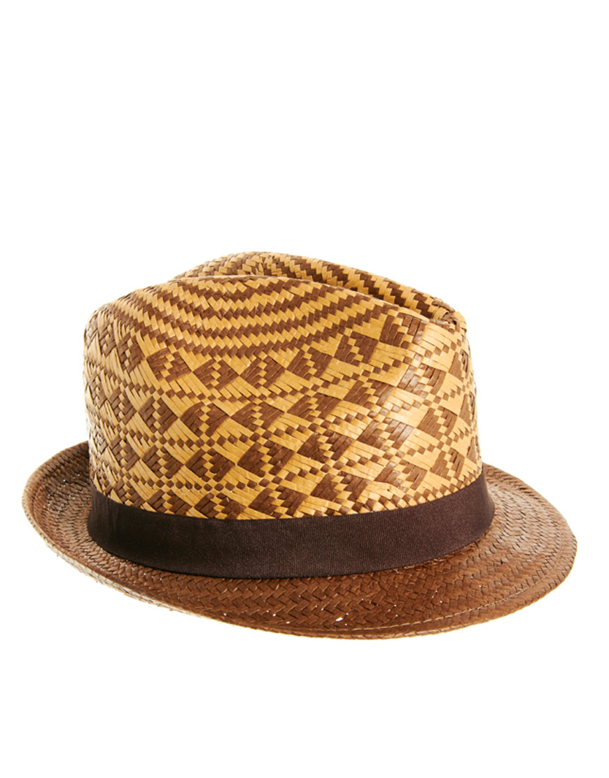 Ted Baker Straw Trilby Hat in Brown for Men - Lyst