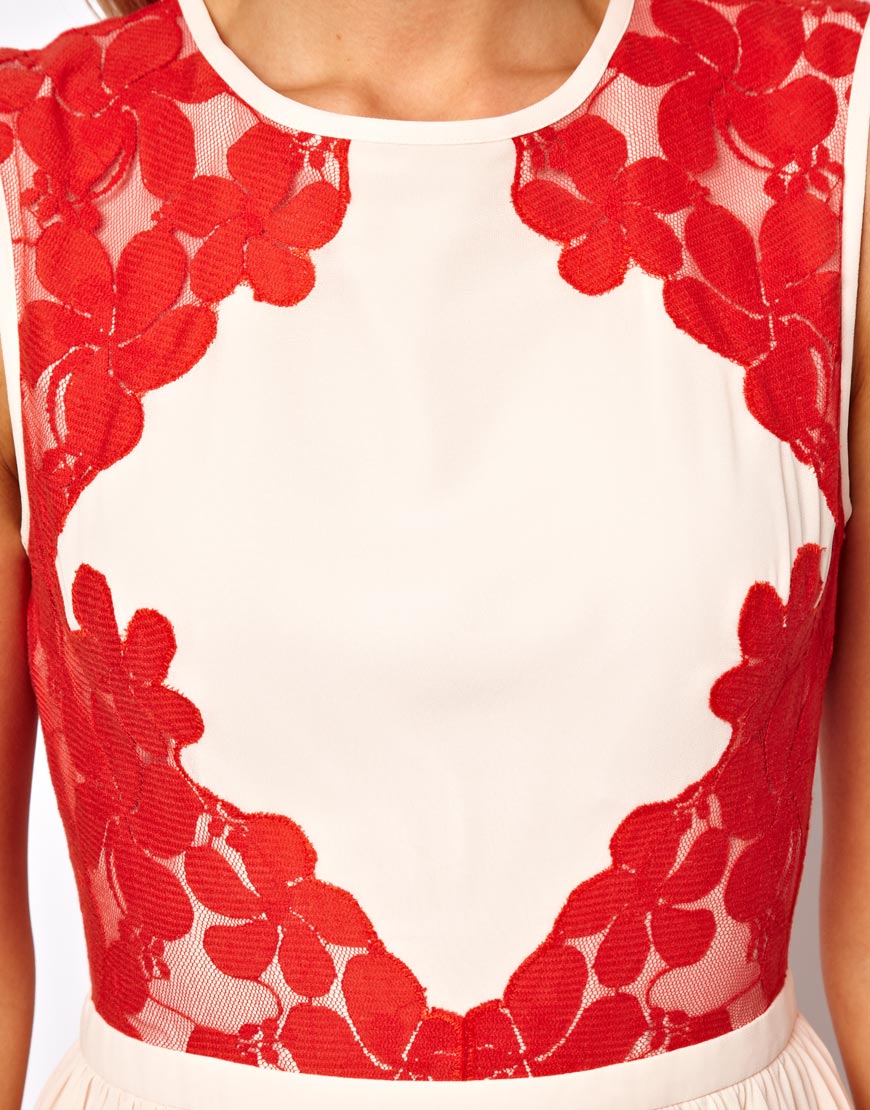 Ted Baker Dress with Lace Detail in Natural (Pink) Lyst