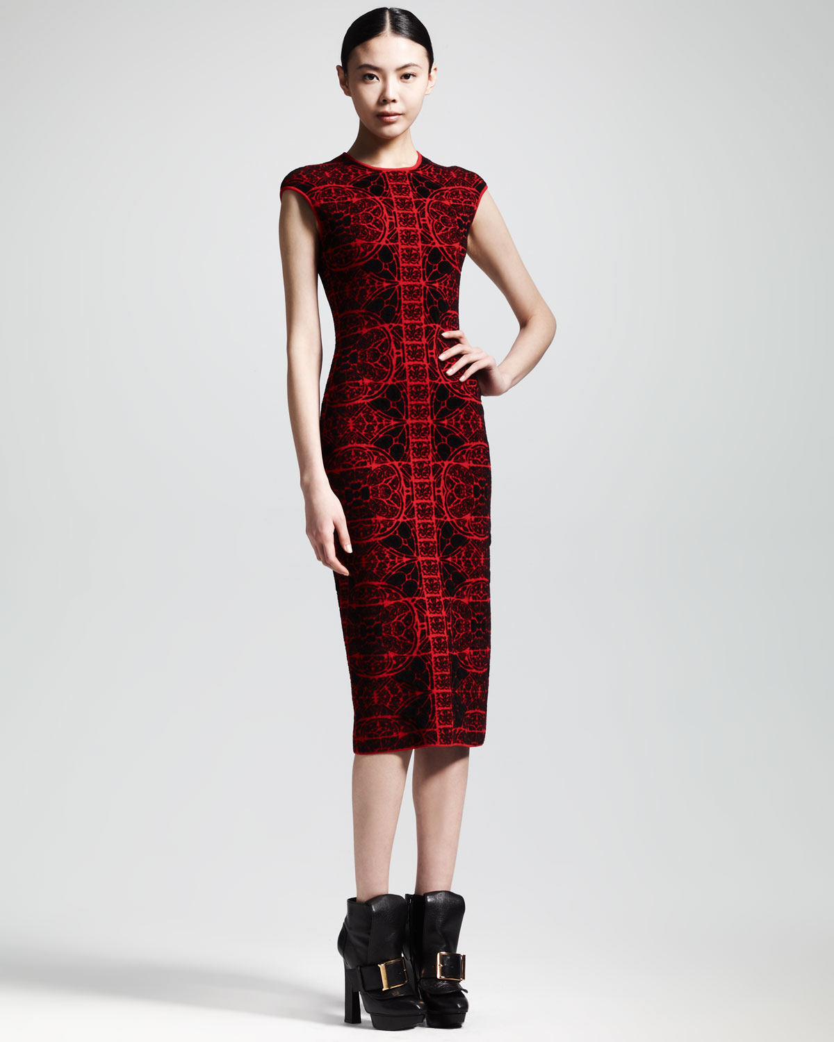 alexander mcqueen red dress