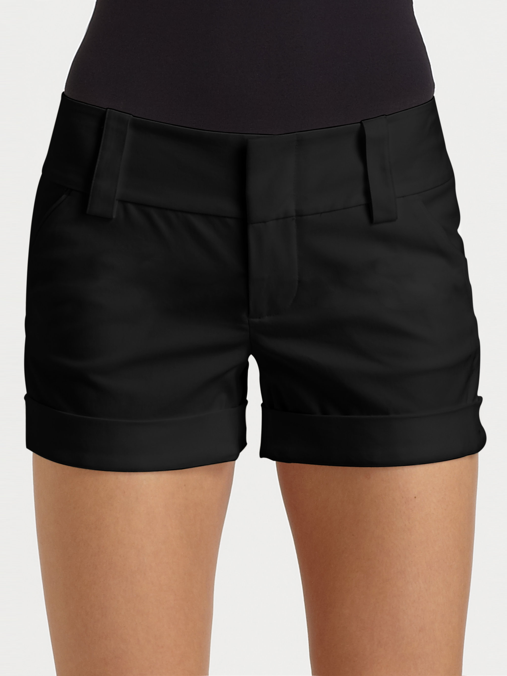 cuffed black shorts
