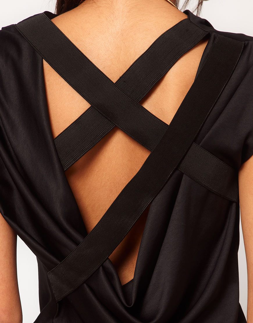 Asos collection Asos Midi Dress with Elastic Back Strap in Black Lyst