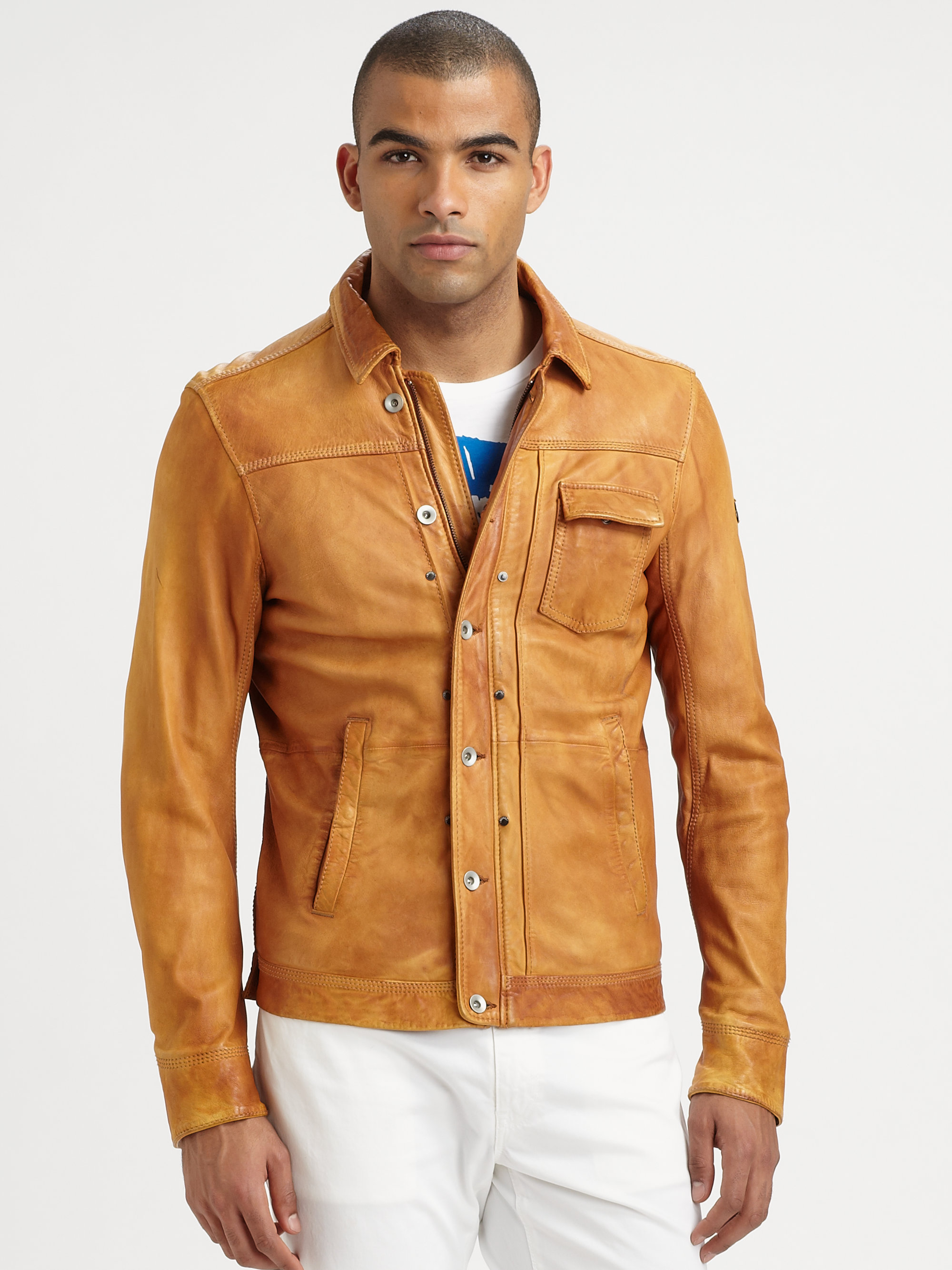 Sel Laurence Leather Jacket In Brown For Men Lyst Gallery