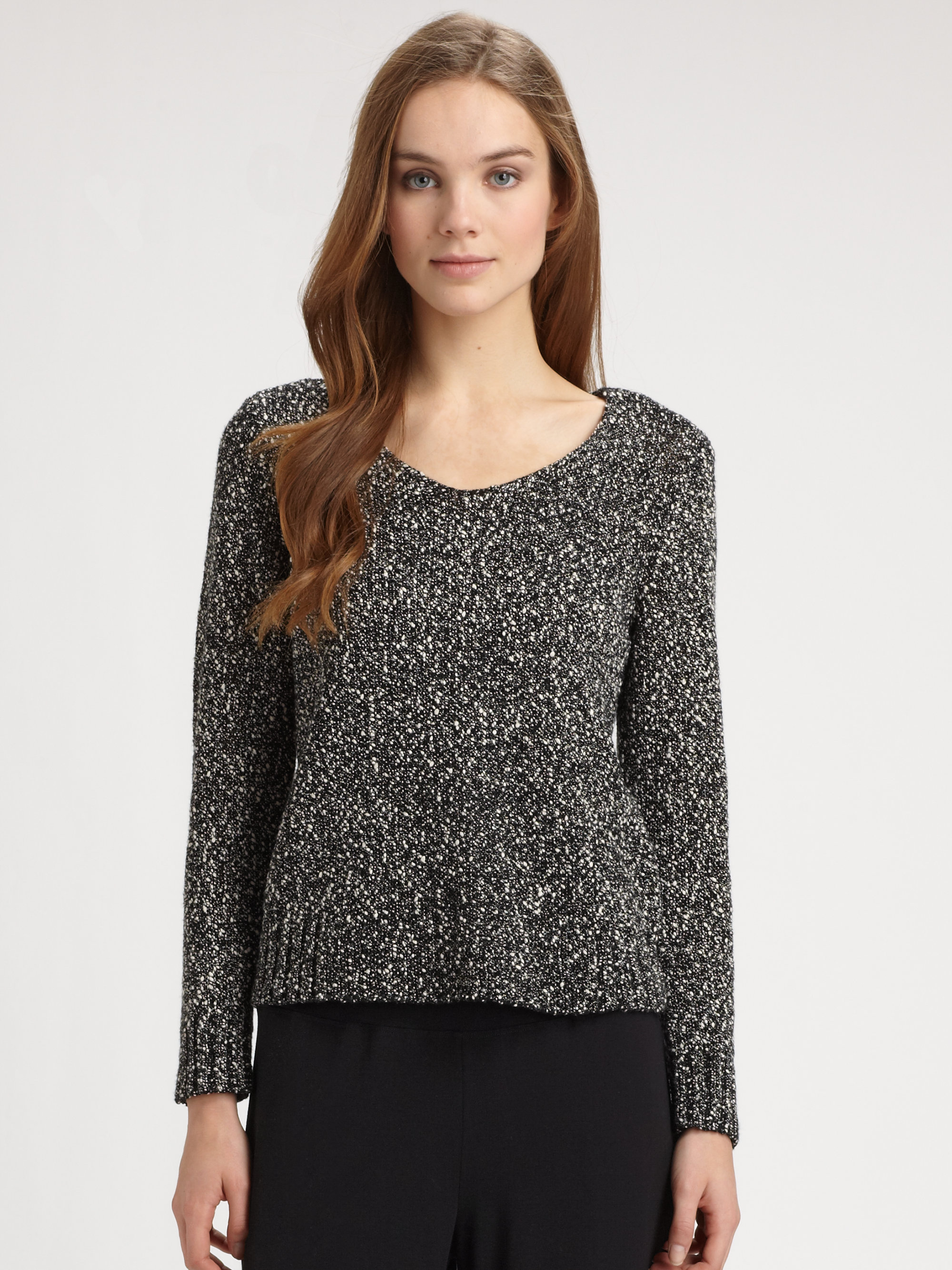 Eileen fisher Cotton Boxy Sweater in Black Lyst Eileen fisher Cotton Boxy Sweater in Black Lyst