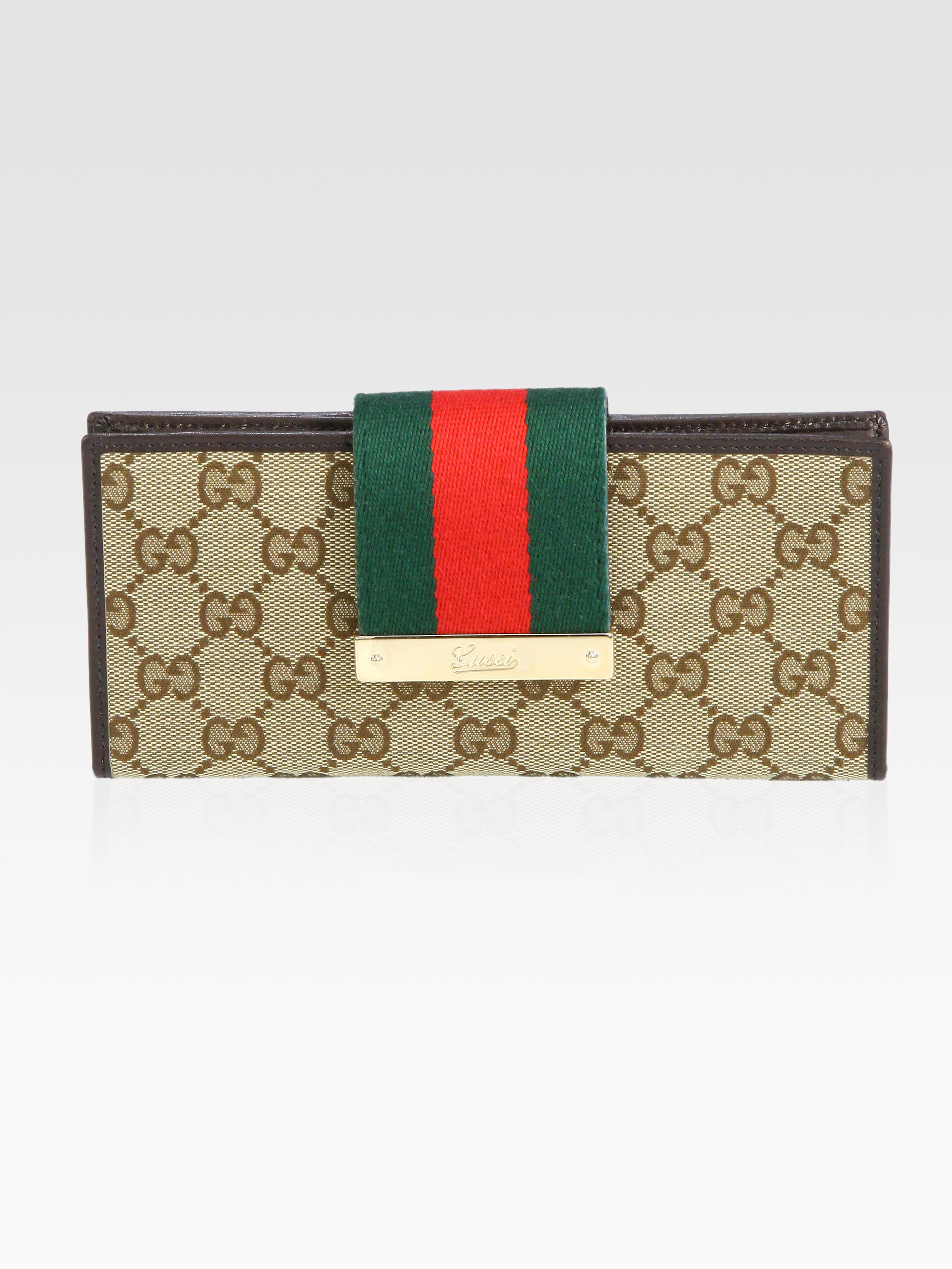 Gucci Ladies Web Gg Canvas Continental Wallet in Cocoa Beige (Brown) - Lyst