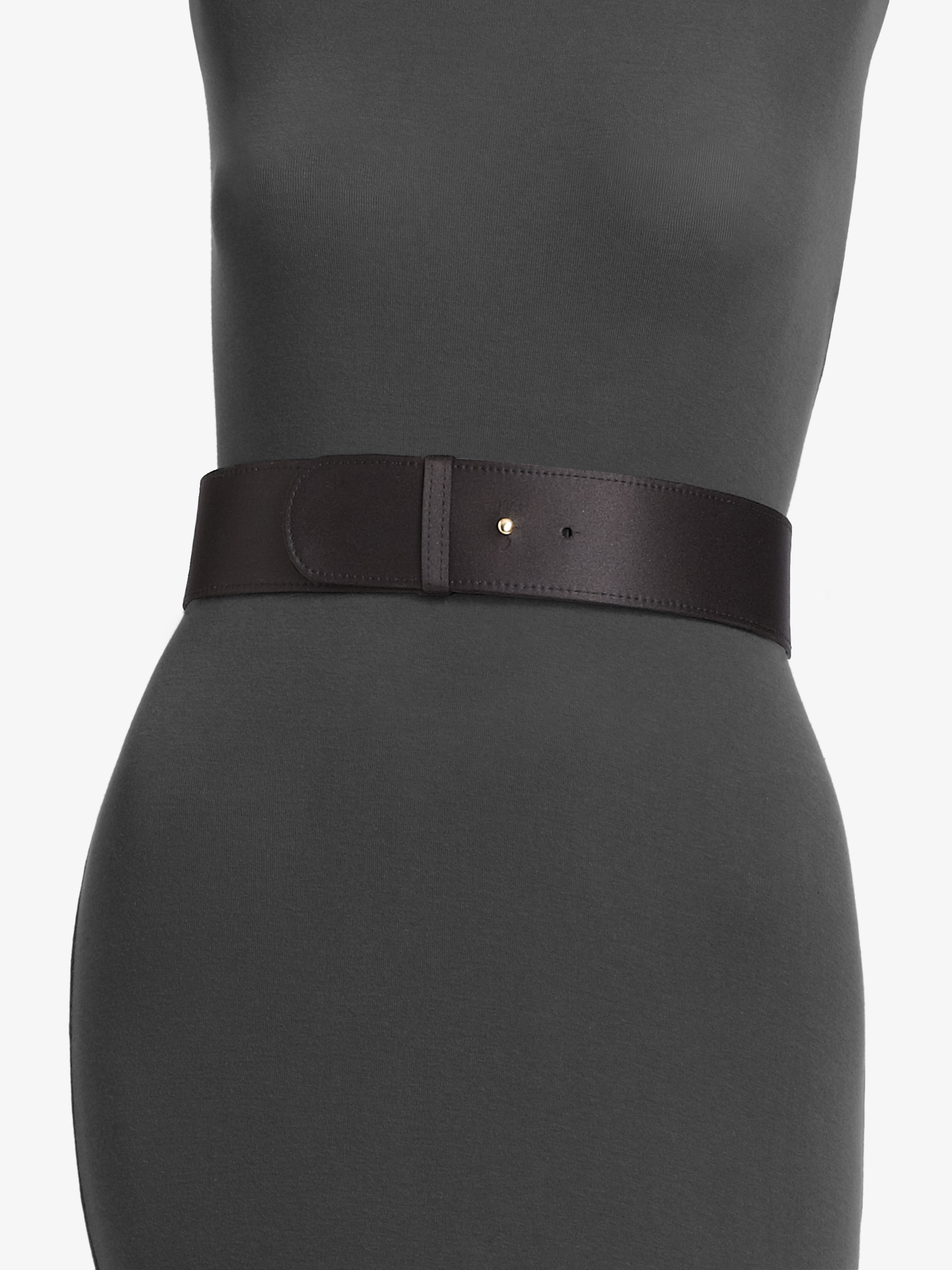 black satin belt with buckle