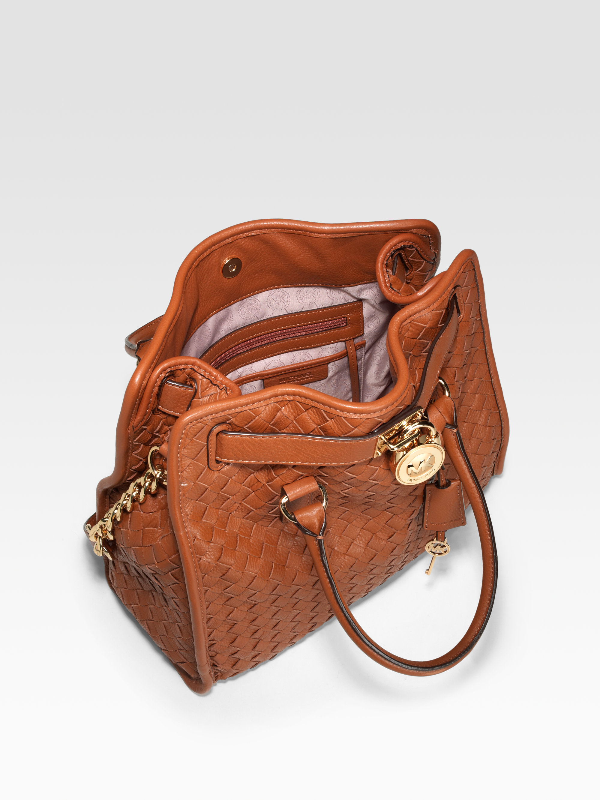 michael kors woven leather bag