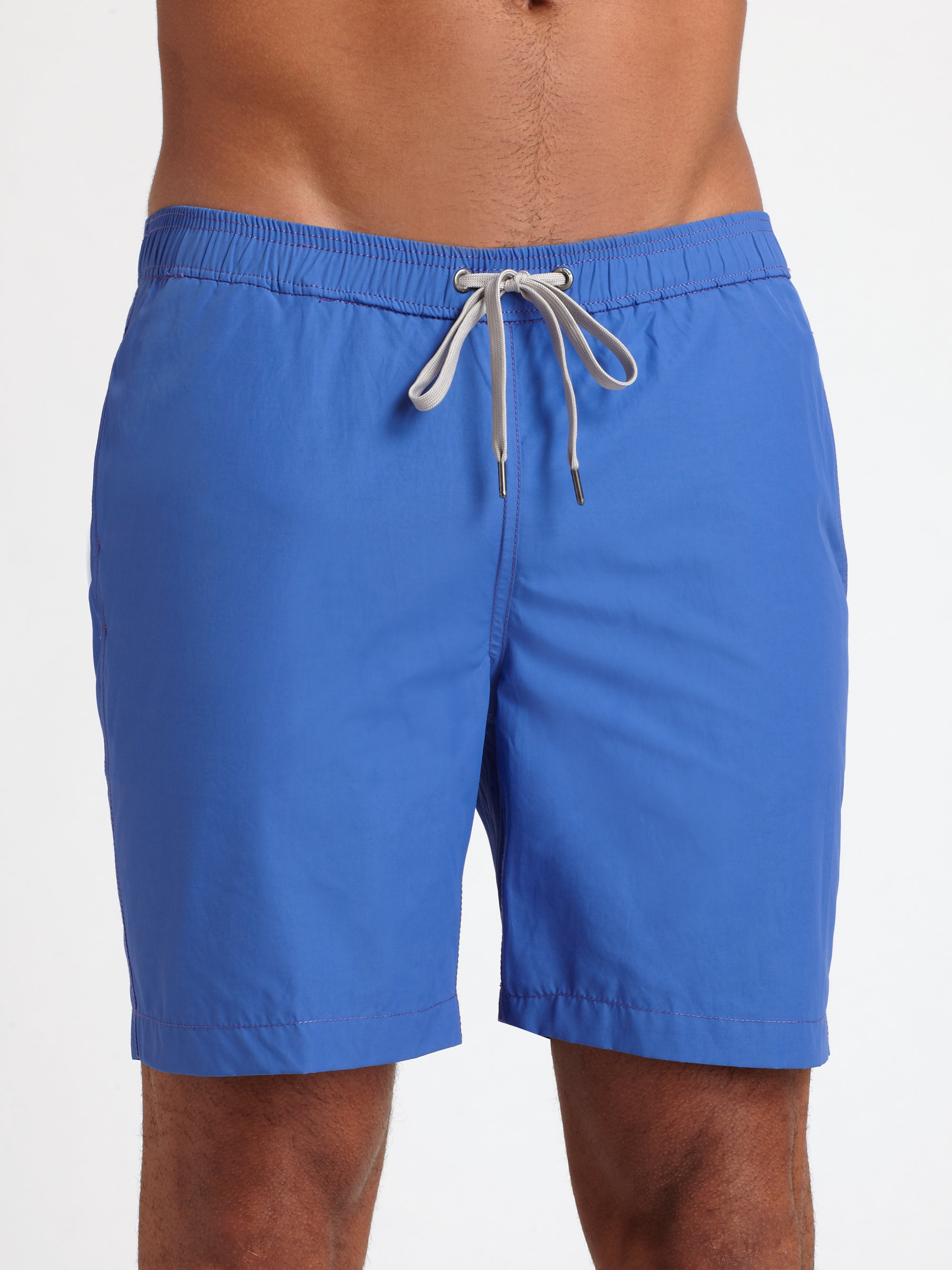 Onia Charles Solid Swim Trunks in Blue for Men - Lyst