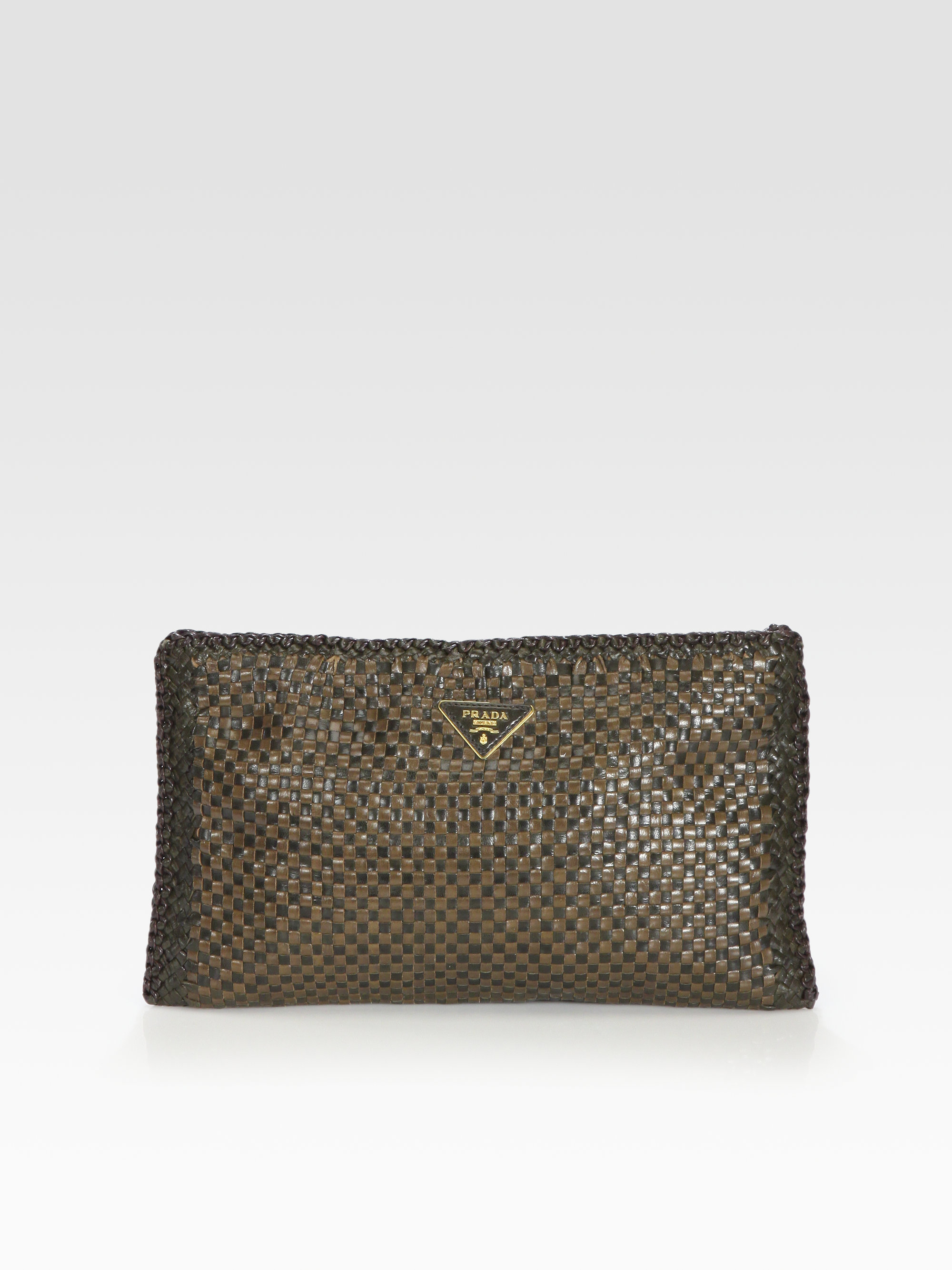 Prada Madras Woven Large Clutch in 