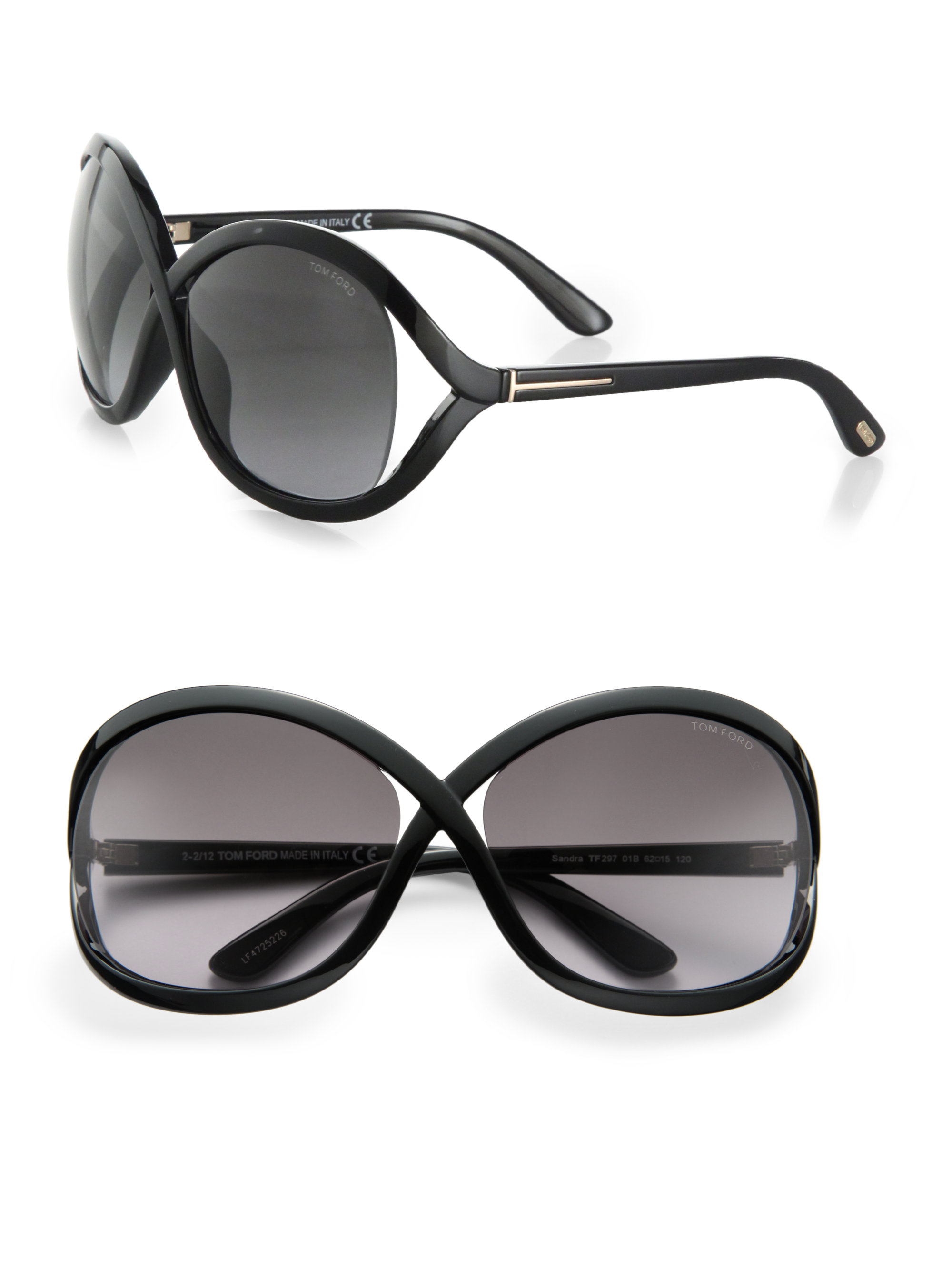 Lyst - Tom Ford Sandra 62Mm Oversized Crossover Round Sunglasses in Black