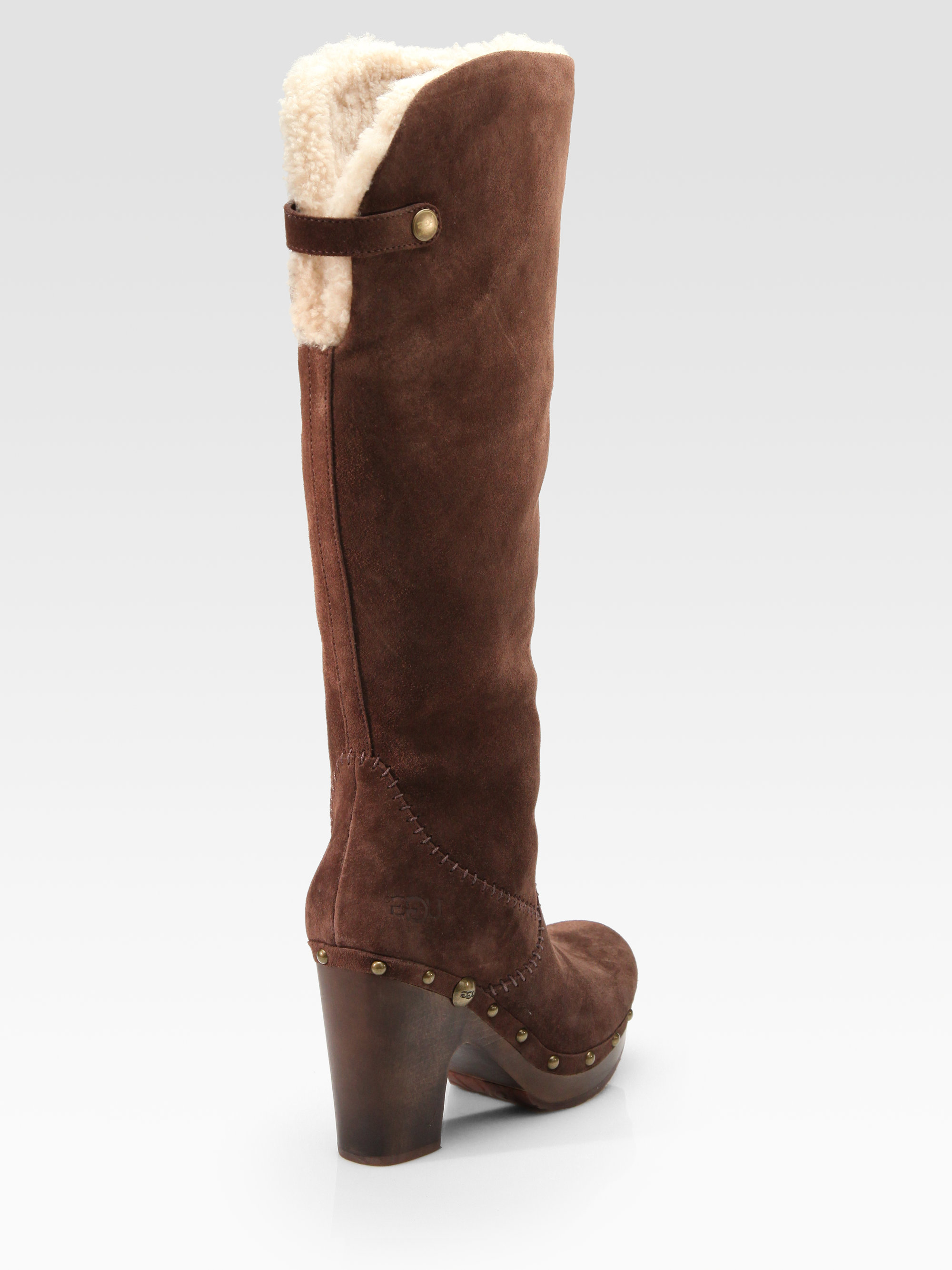 UGG Lillian Suede Kneehigh Clog Boots in Brown | Lyst