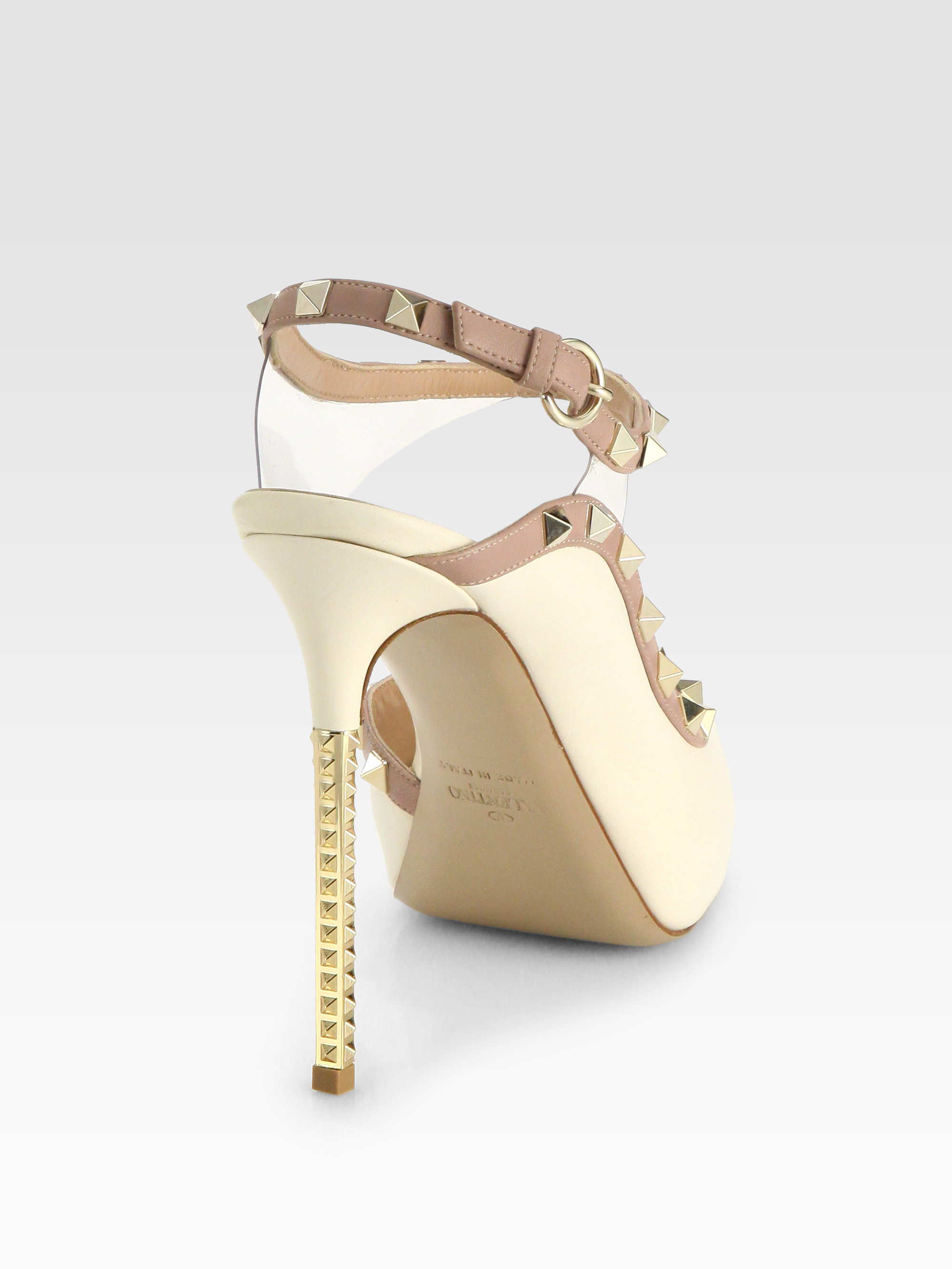 Valentino Studded Bicolor Leather Pvc Platform Sandals in White ...  