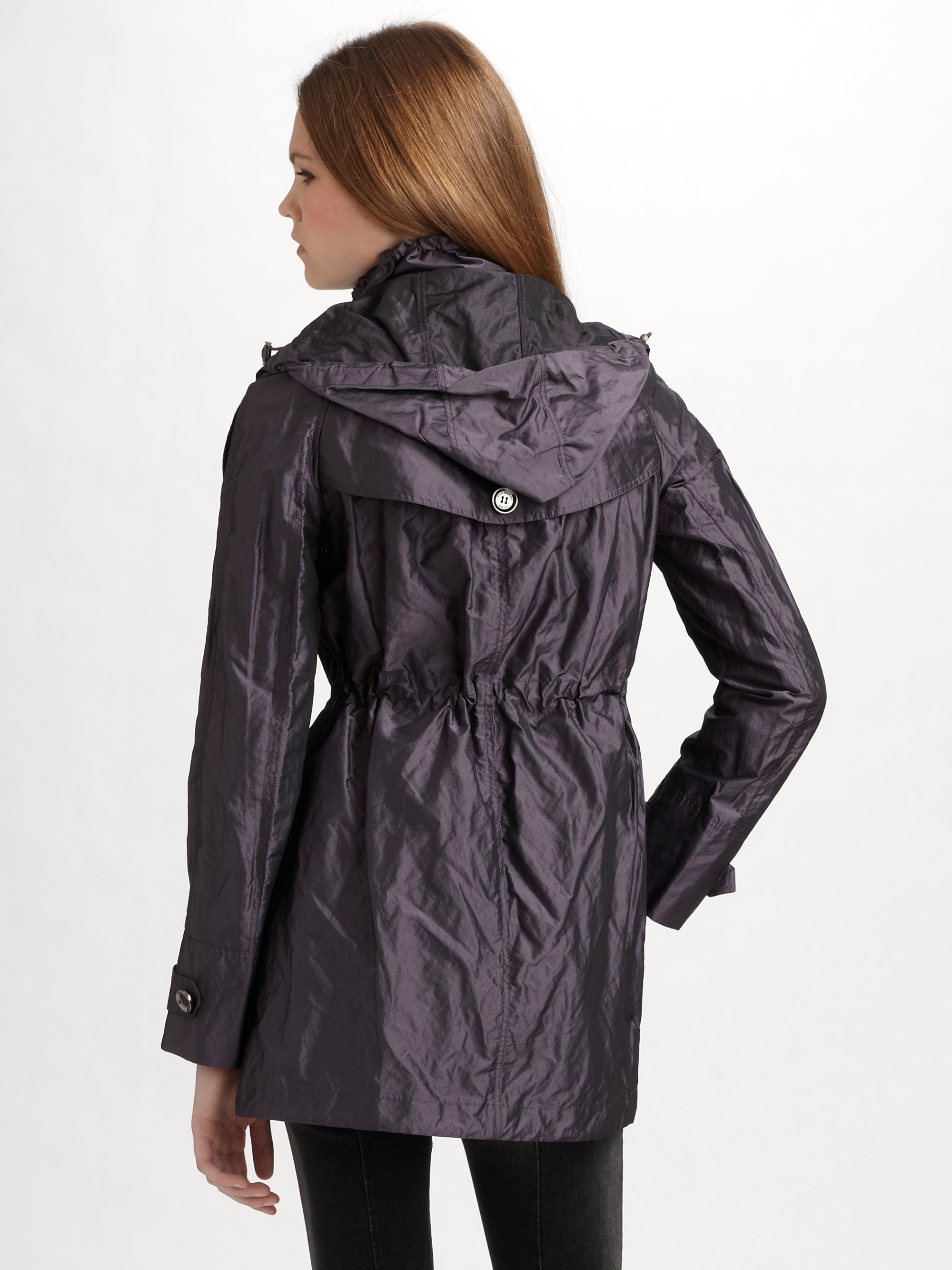 Lyst - Burberry Brit Hooded Taffeta Raincoat in Purple