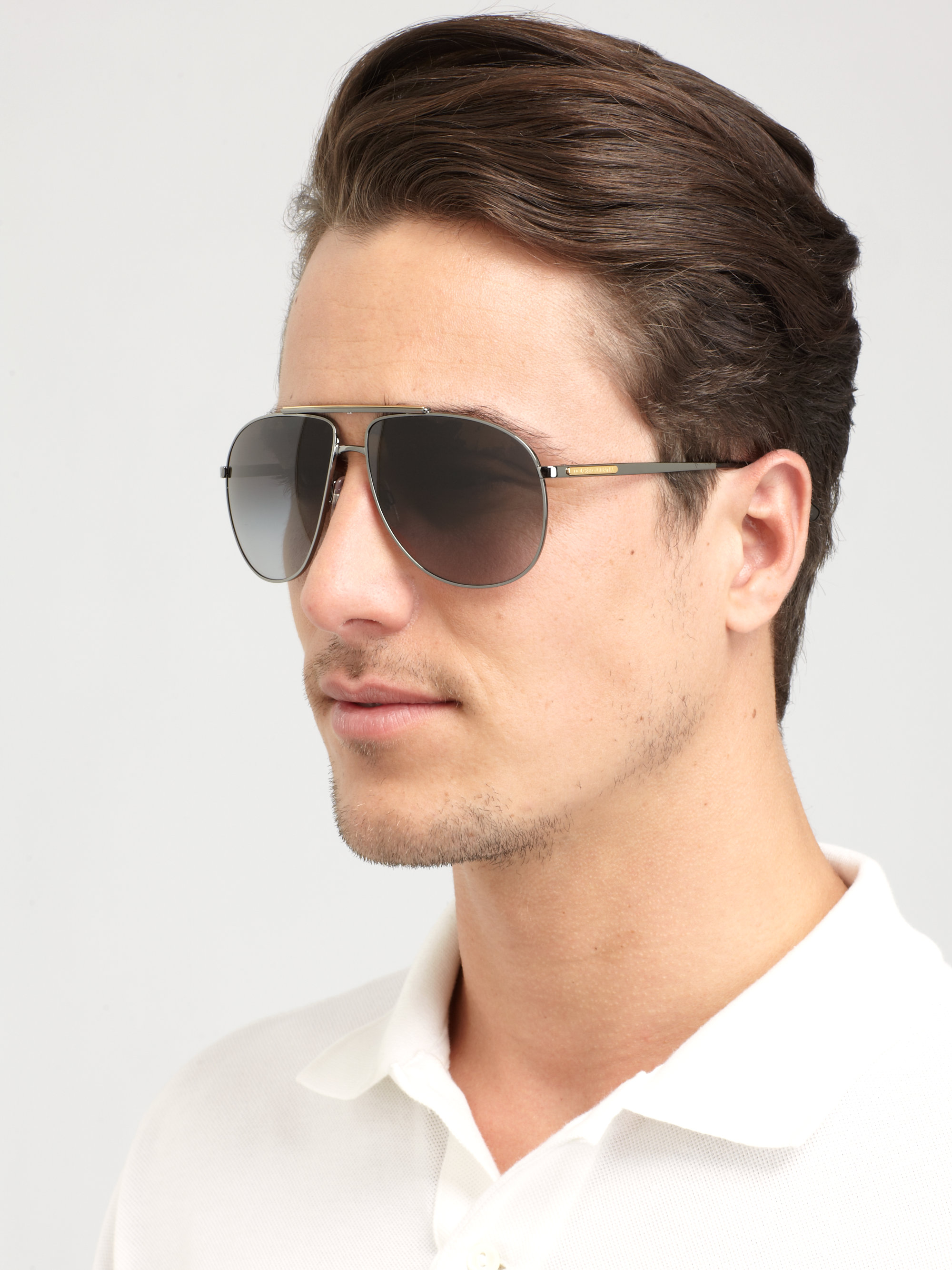 Dolce & Gabbana Metal Aviator Sunglasses in Silver (Black) for Men - Lyst