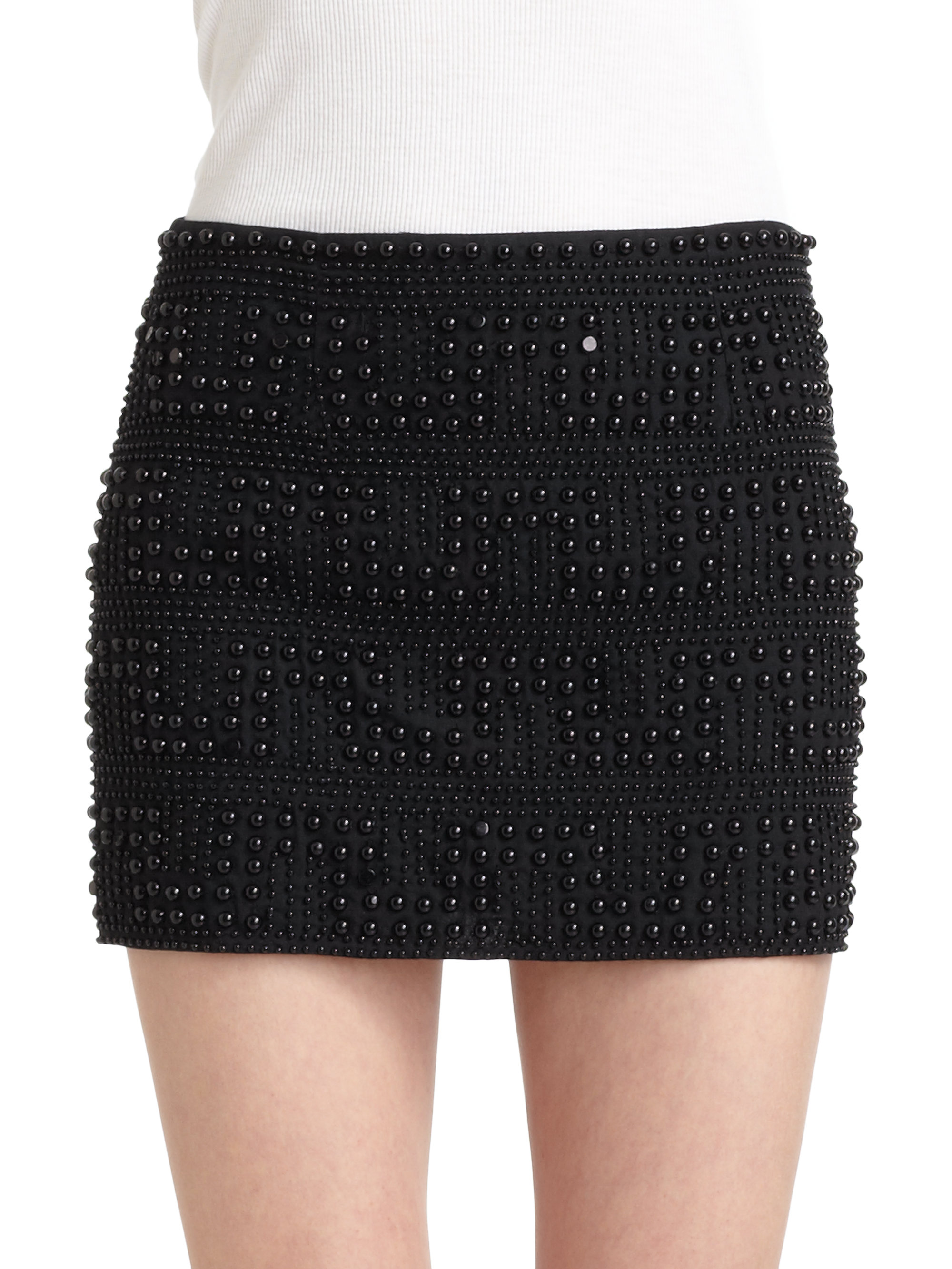 Gryphon Candy Dots Cotton Embellished Mini Skirt in Black | Lyst