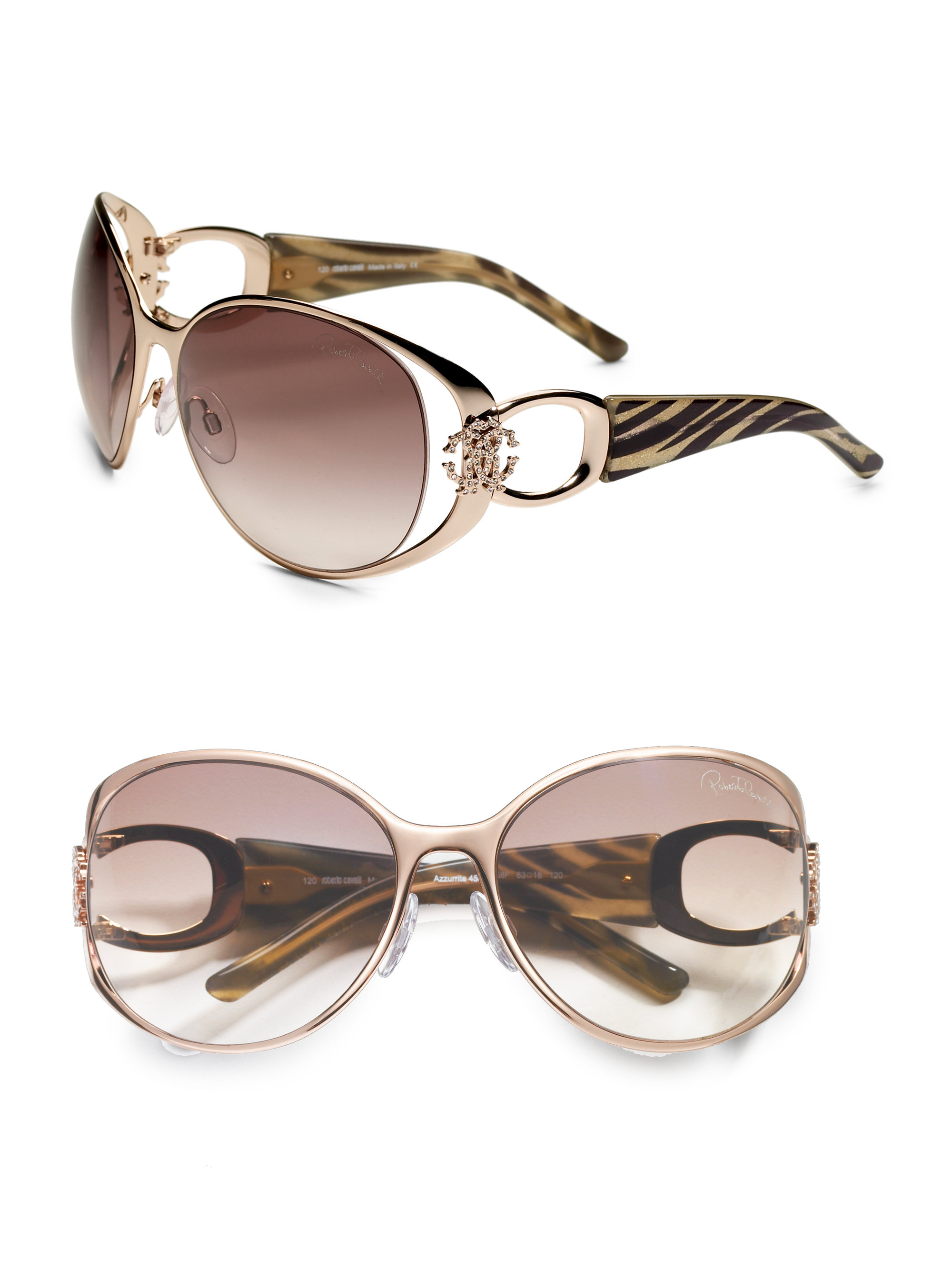 roberto cavalli rose gold brown zebra sunglasses product 1 8243231 089474455