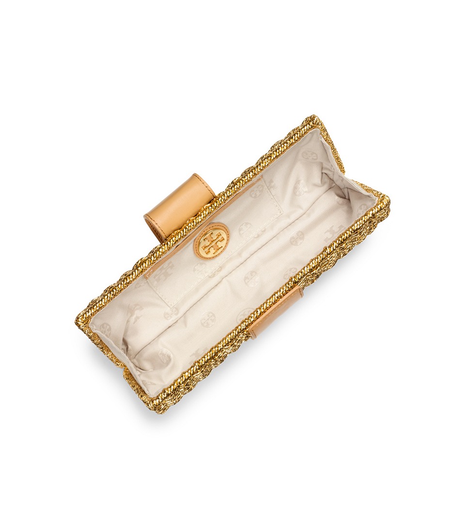 Tory Burch Chunky Straw Clutch in Gold (Metallic) Lyst