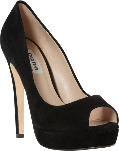 Dune Chamber Stiletto Heel Peep Toe Court Shoes in Black ( black) | Lyst