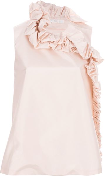 Chloé Ruffle Detailed Blouse in Pink (rose) | Lyst