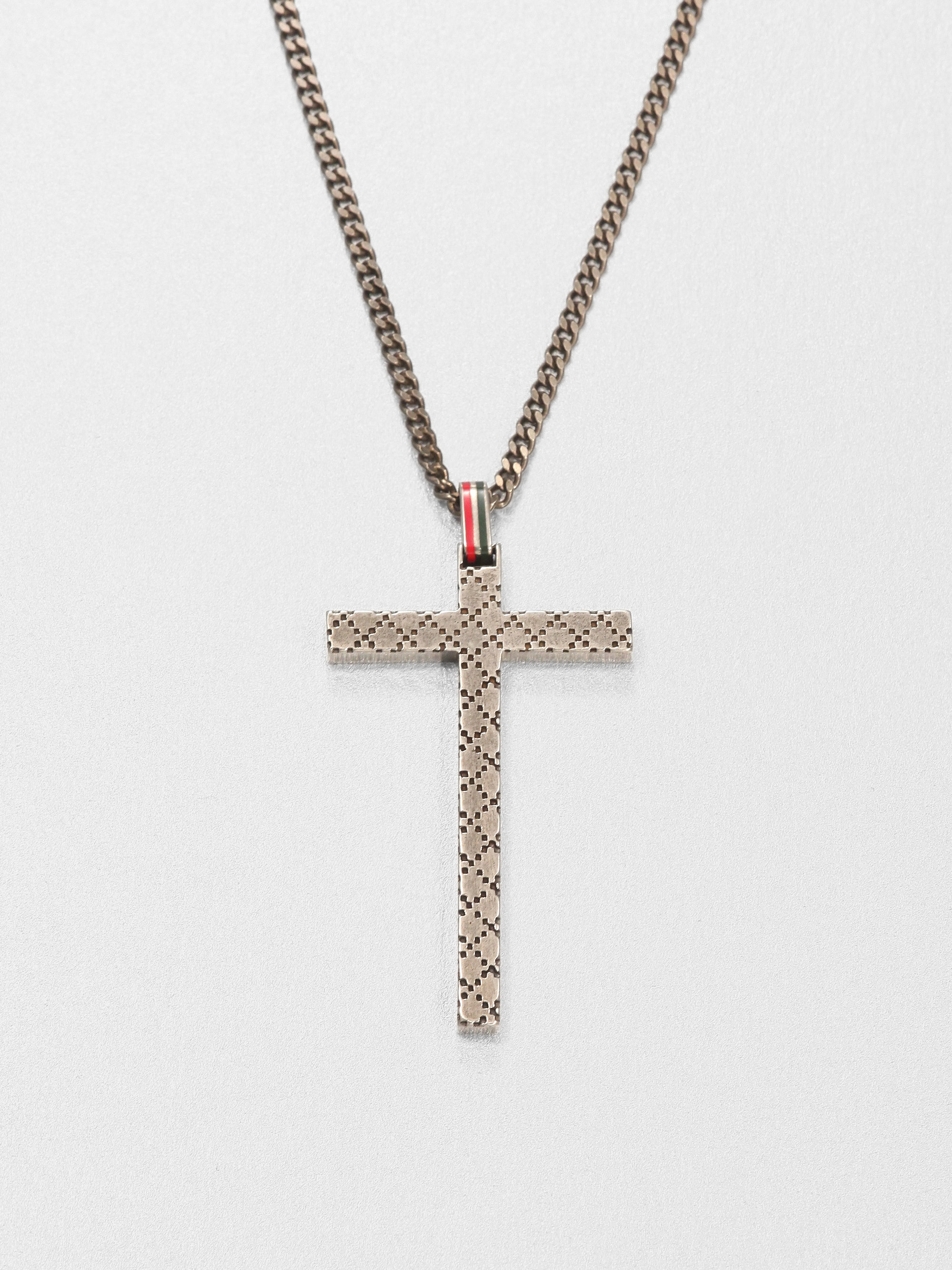 gucci silver cross necklace