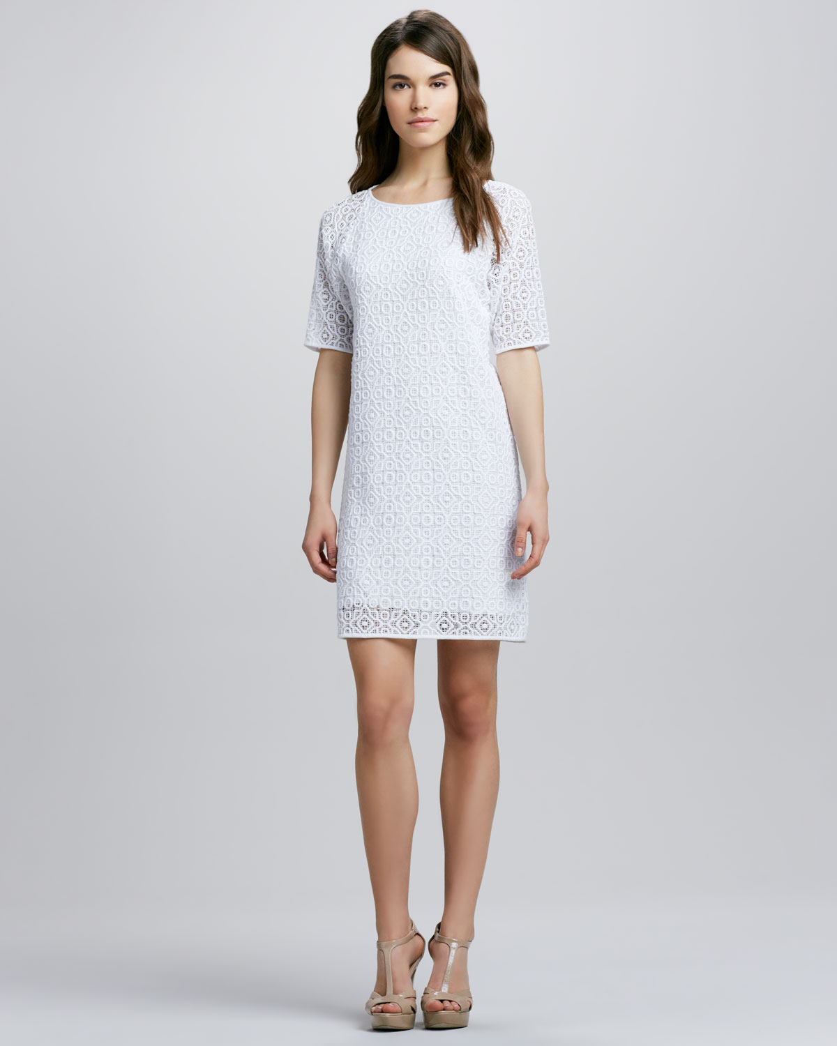 white lace shift dress