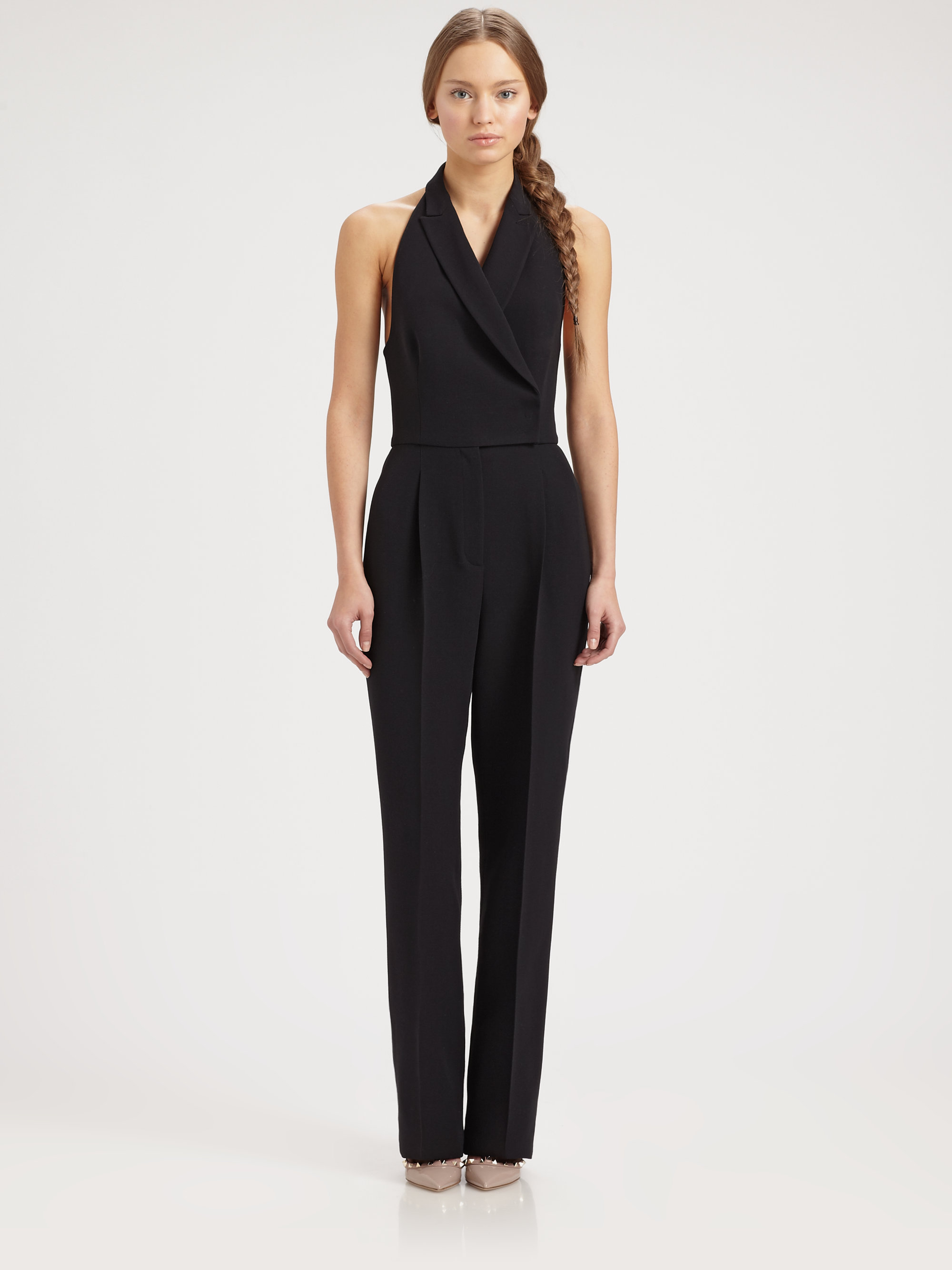 tuxedo jumpsuit black