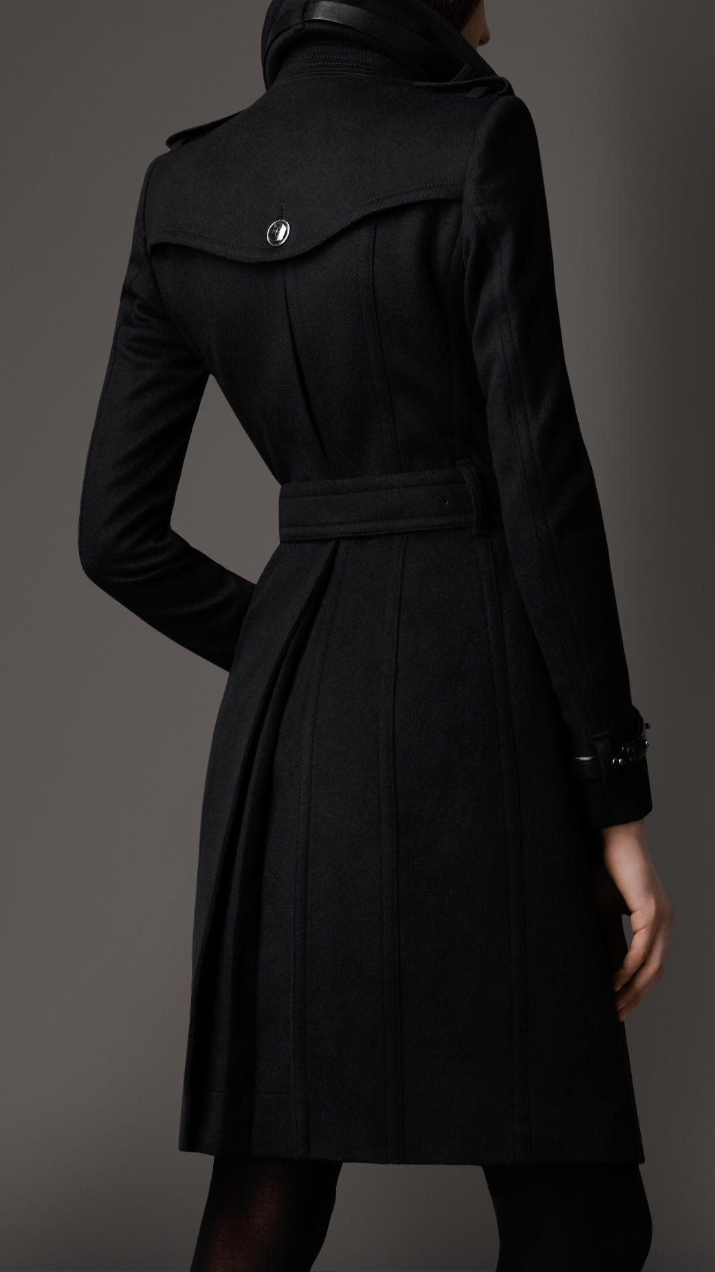 Burberry Long Wool Cashmere Regimental Trench Coat in Black - Lyst